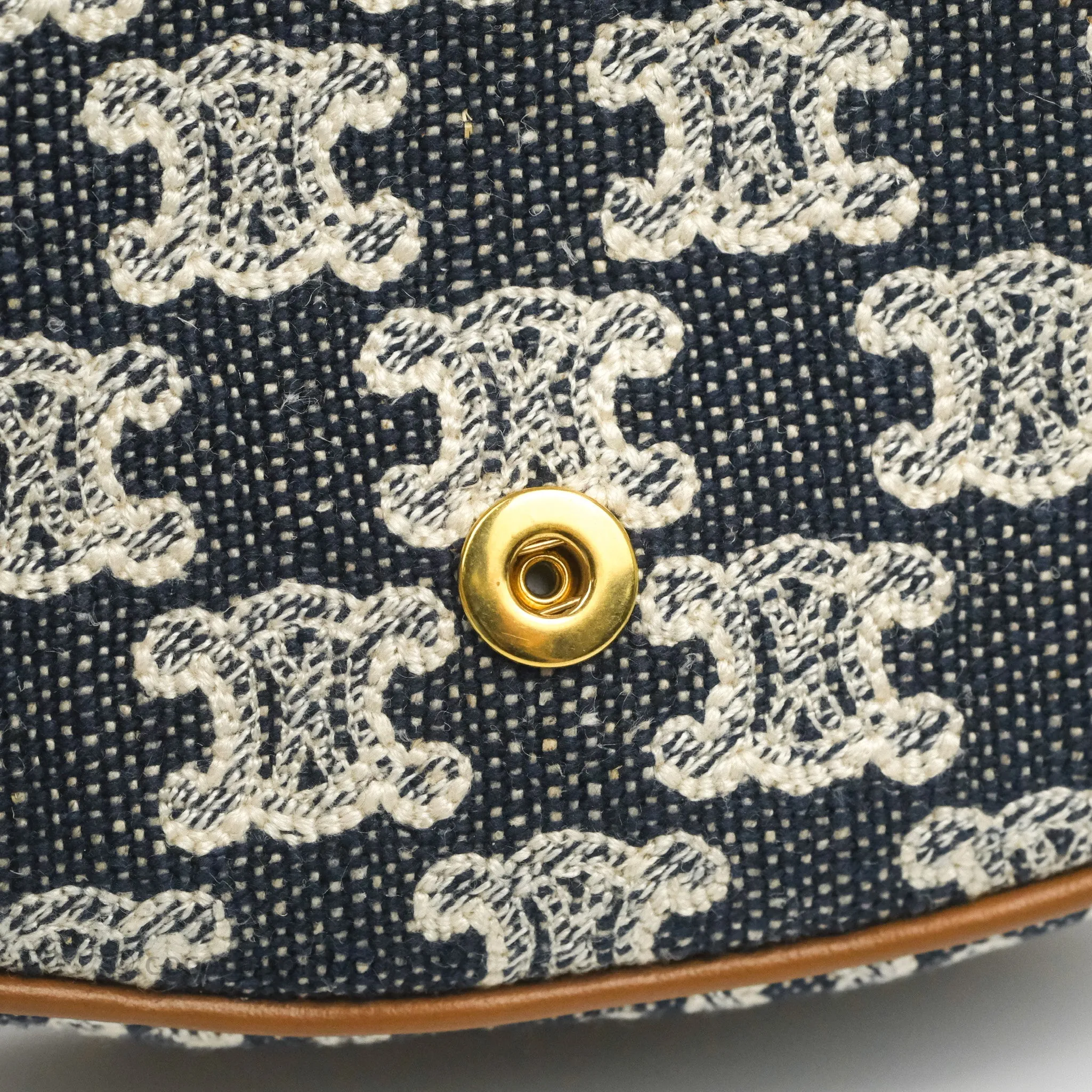 Celine Mini Besace in Navy Textile with Triomphe Embroidery Calfskin