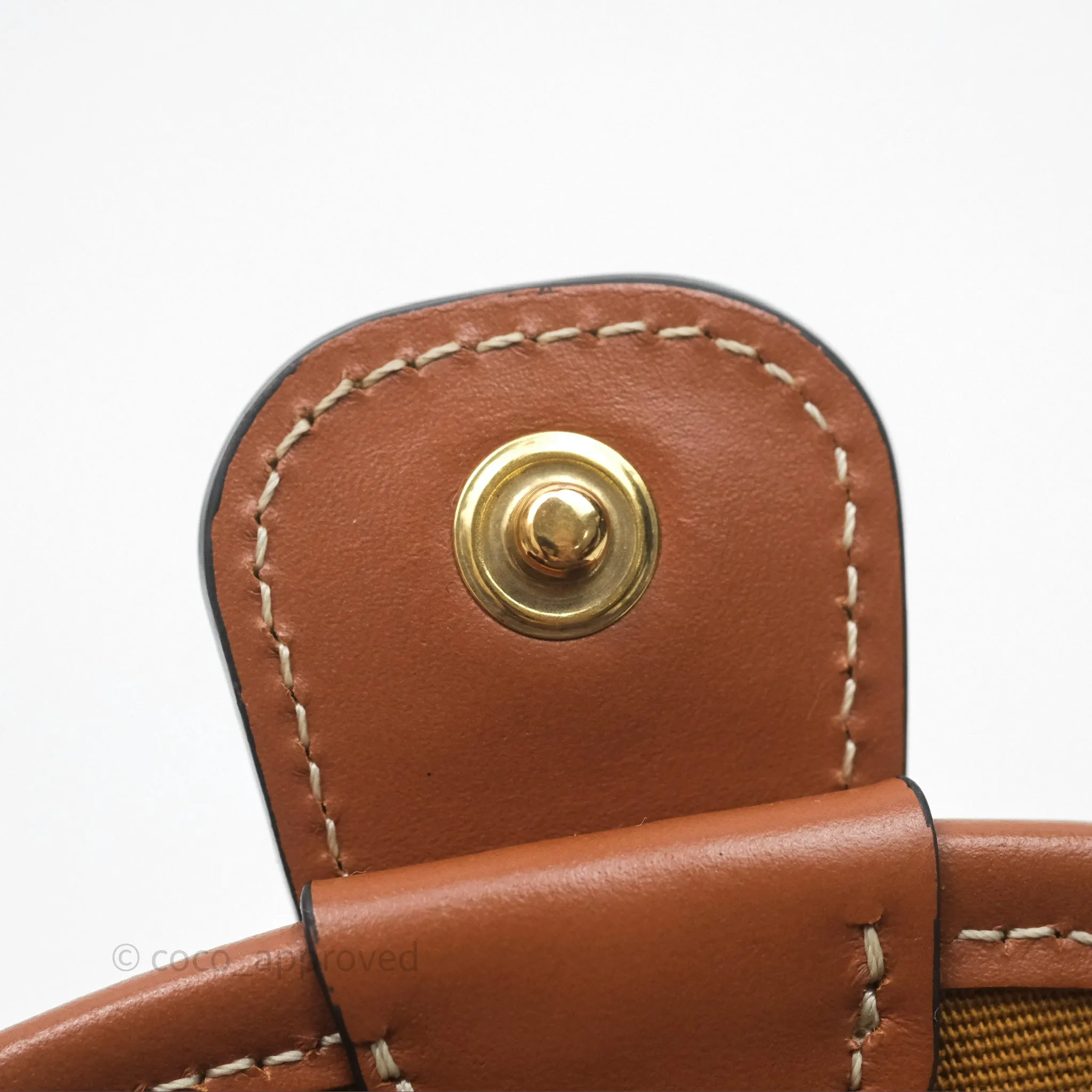 Celine Mini Besace Triomphe Canvas Calfskin Tan