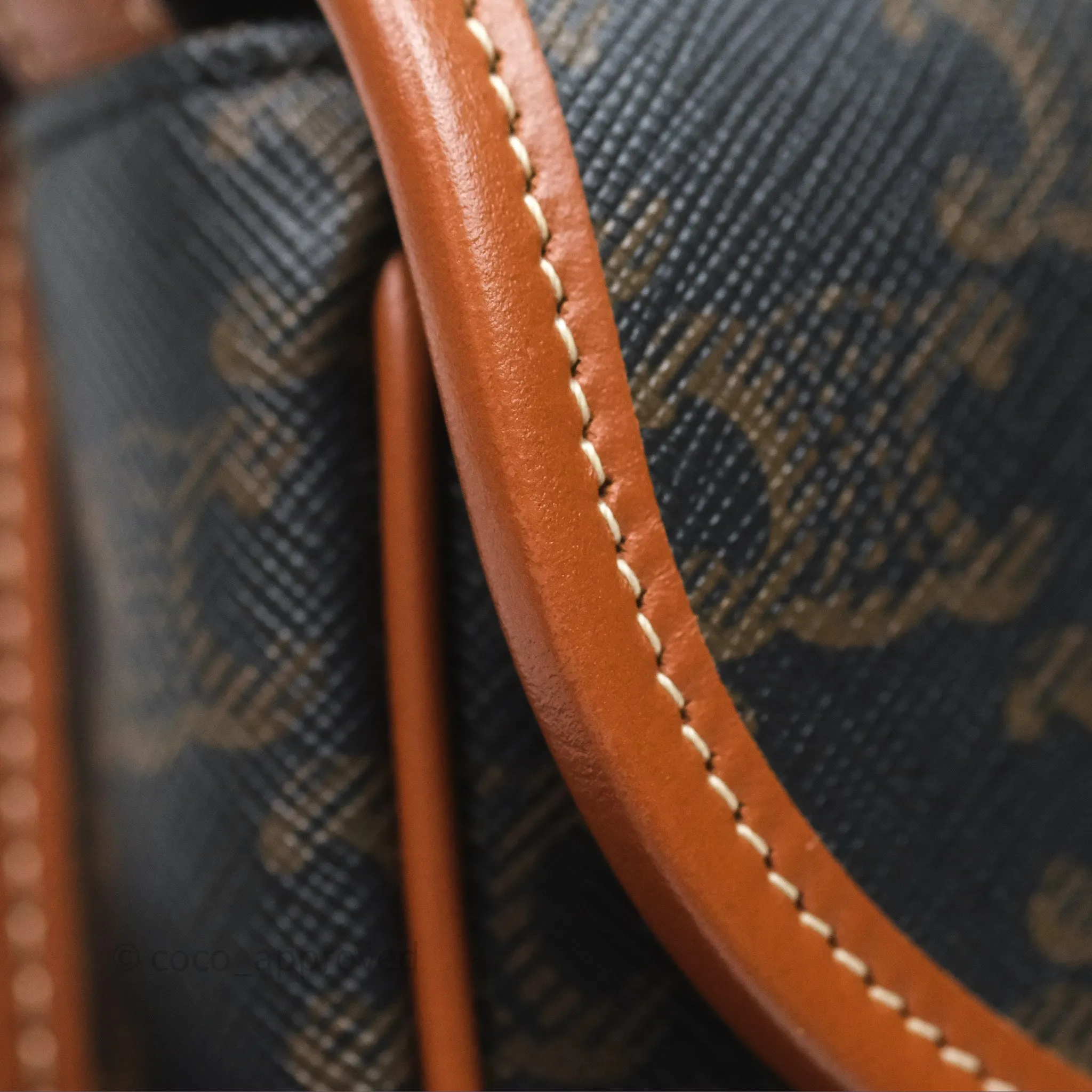 Celine Mini Besace Triomphe Canvas Calfskin Tan