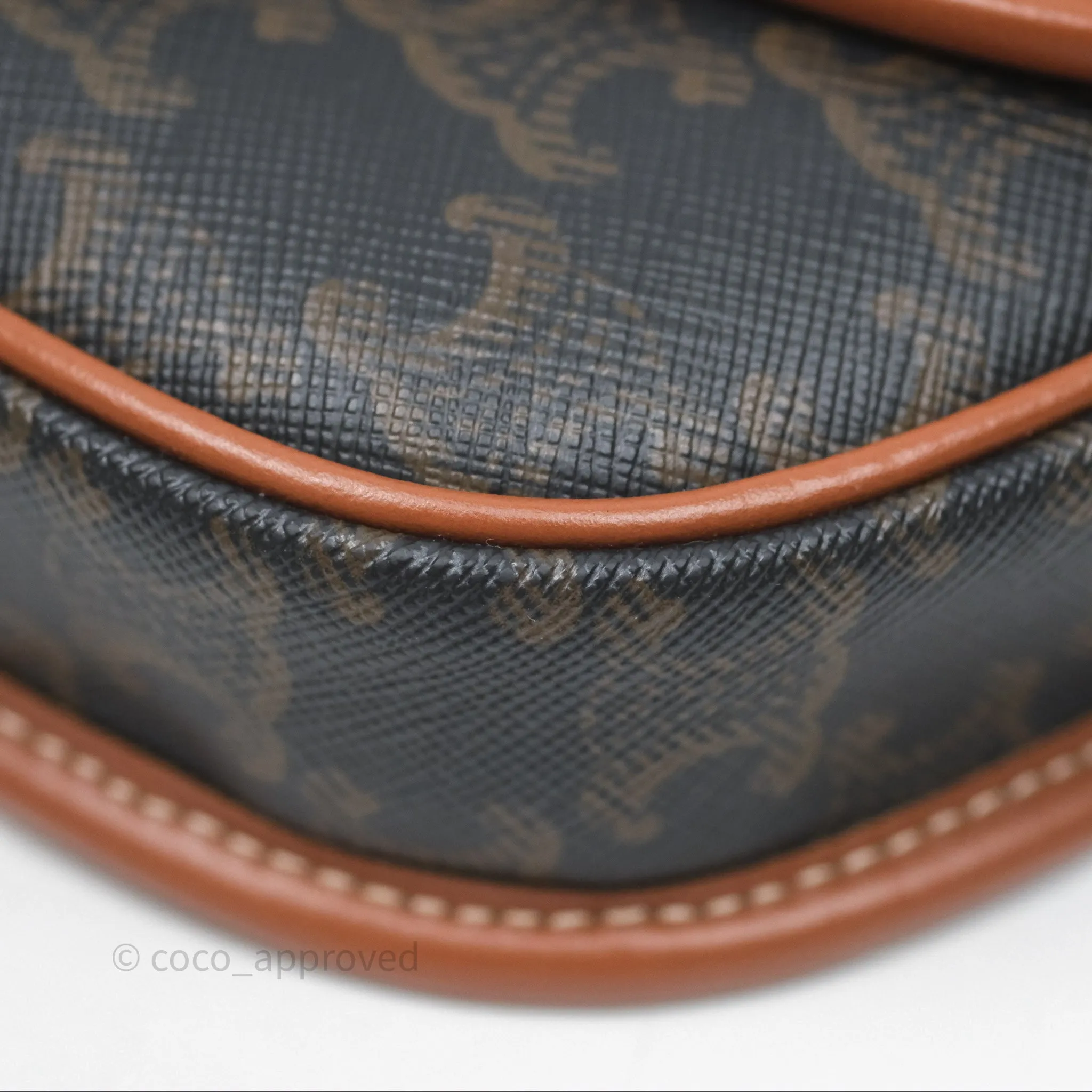 Celine Mini Besace Triomphe Canvas Calfskin Tan