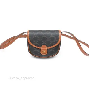 Celine Mini Besace Triomphe Canvas Calfskin Tan