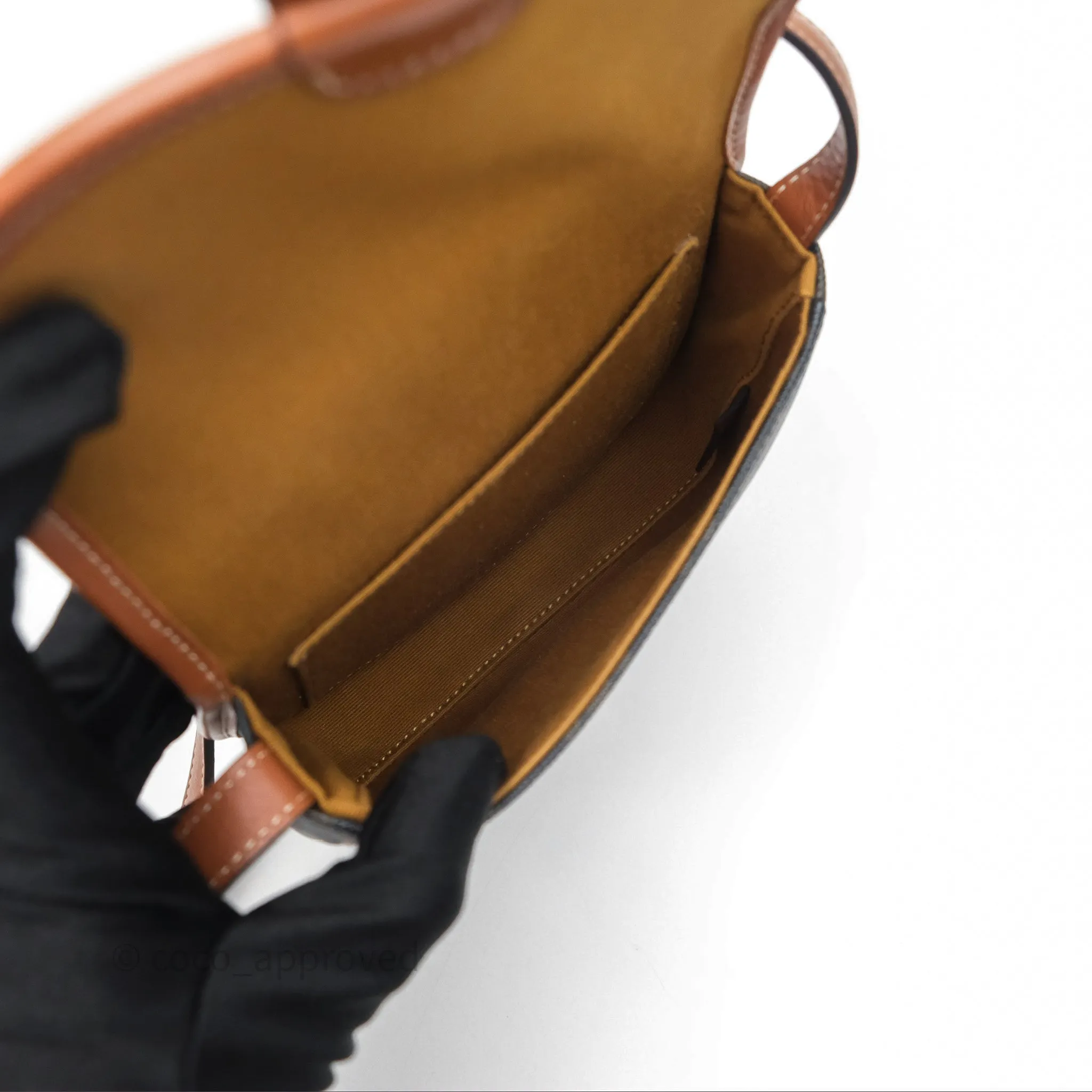 Celine Mini Besace Triomphe Canvas Calfskin Tan