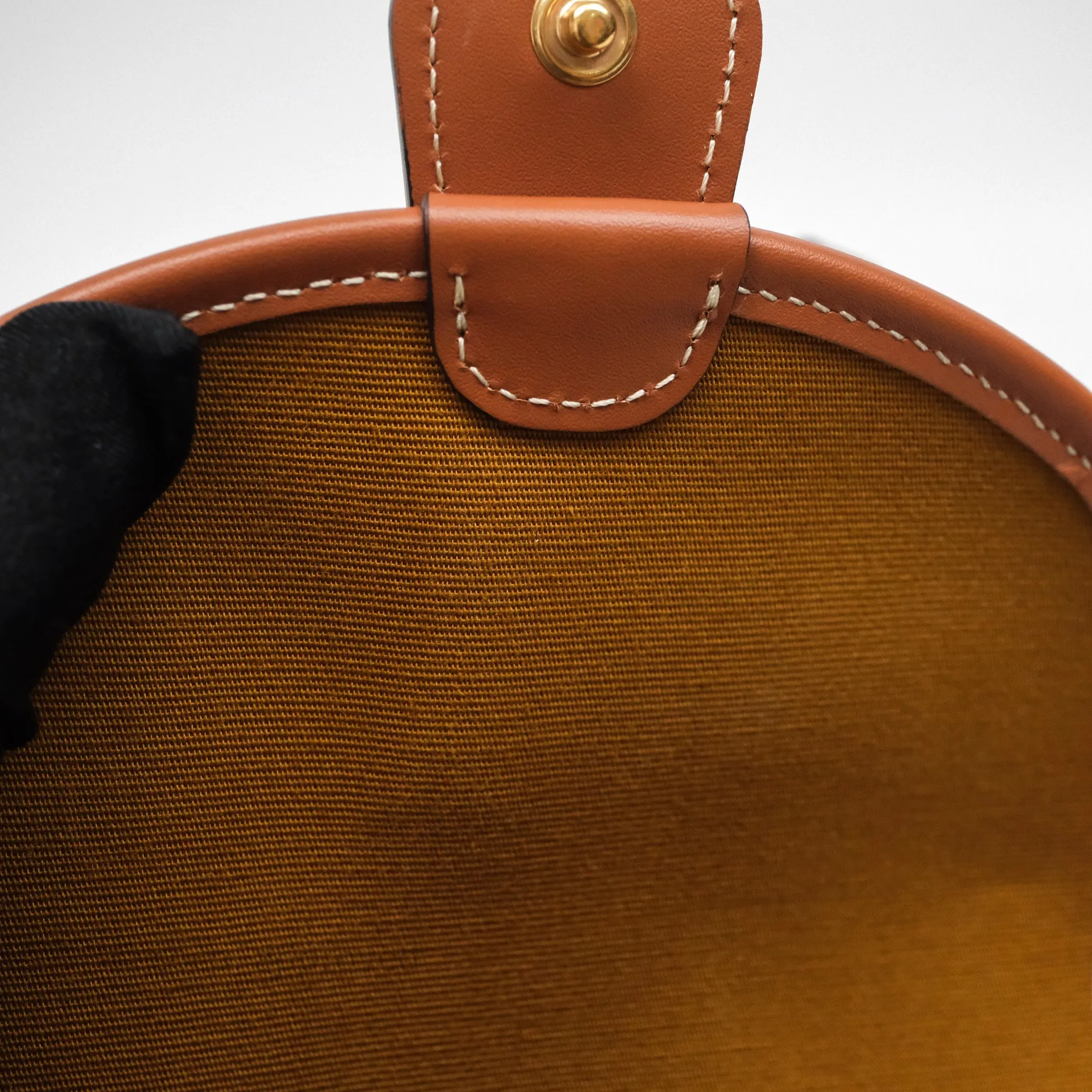 Celine Mini Besace Triomphe Canvas Calfskin Tan