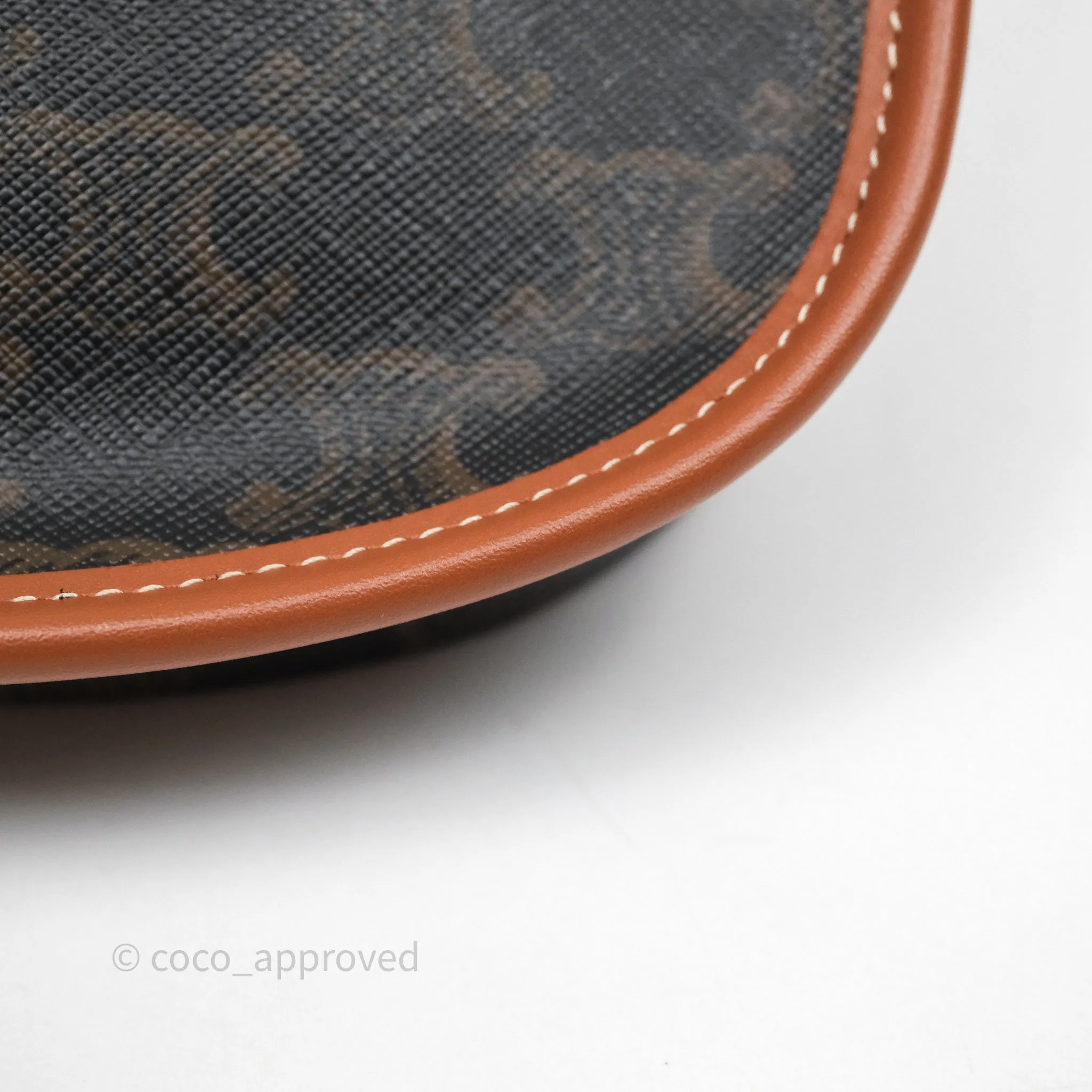 Celine Mini Besace Triomphe Canvas Calfskin Tan