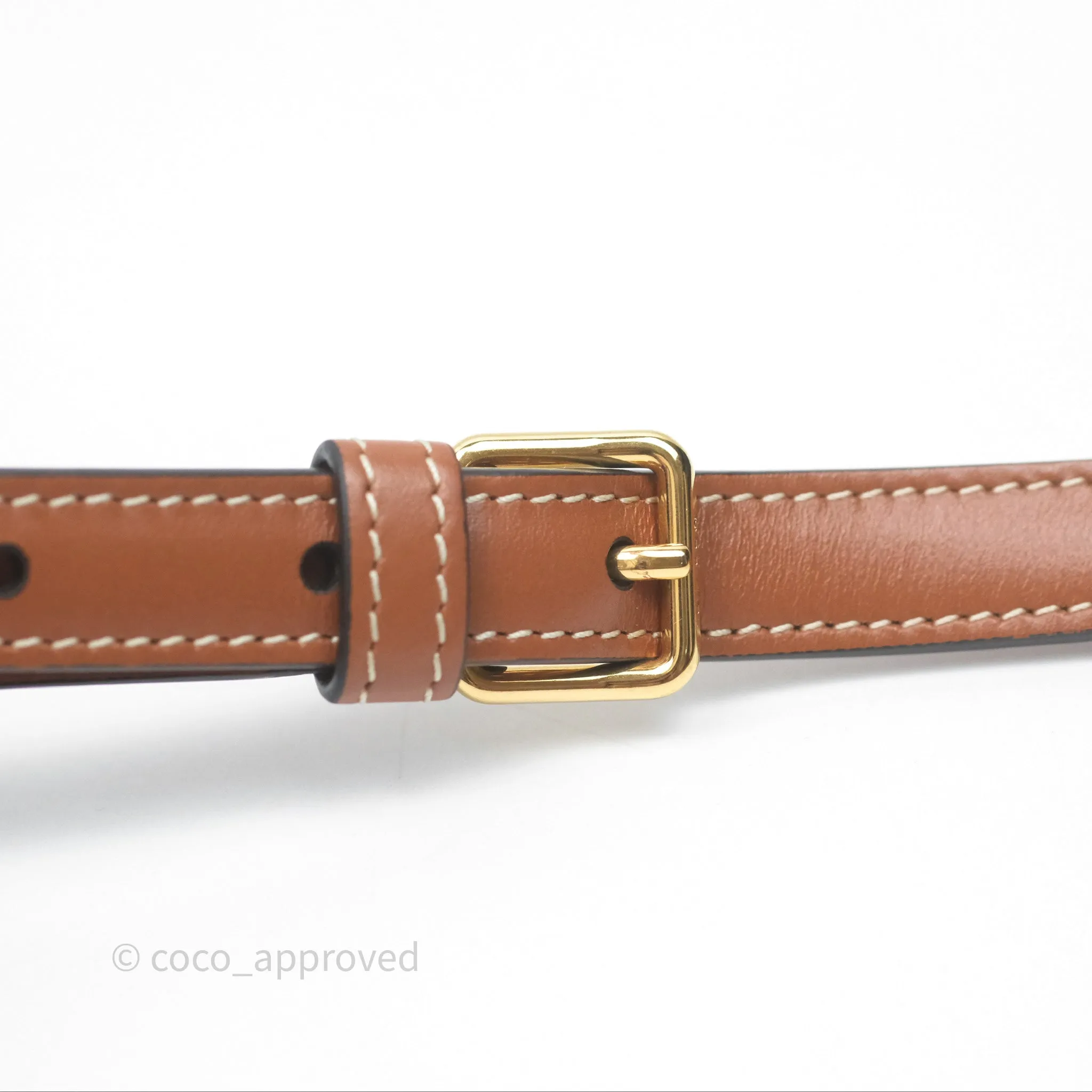 Celine Mini Besace Triomphe Canvas Calfskin Tan