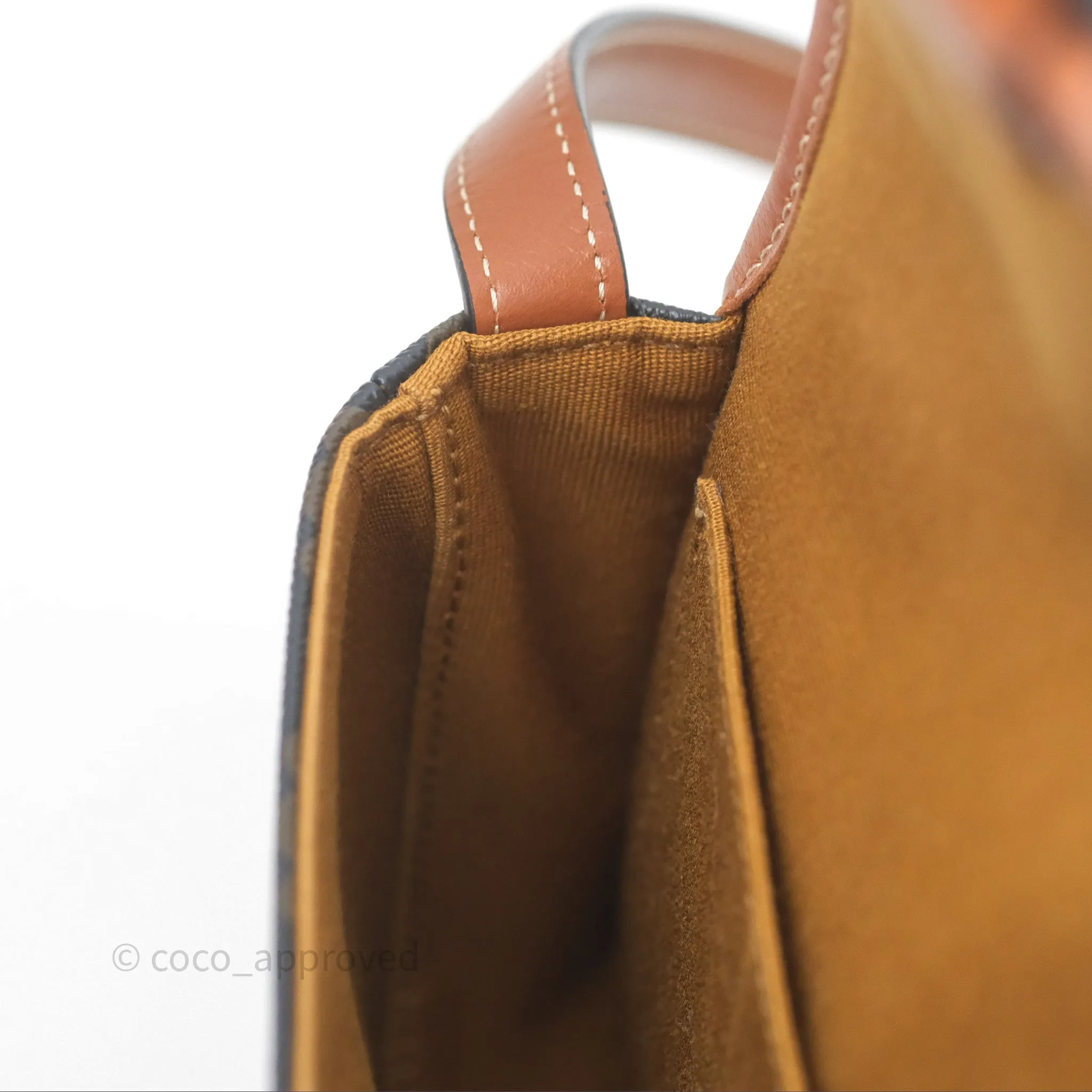 Celine Mini Besace Triomphe Canvas Calfskin Tan