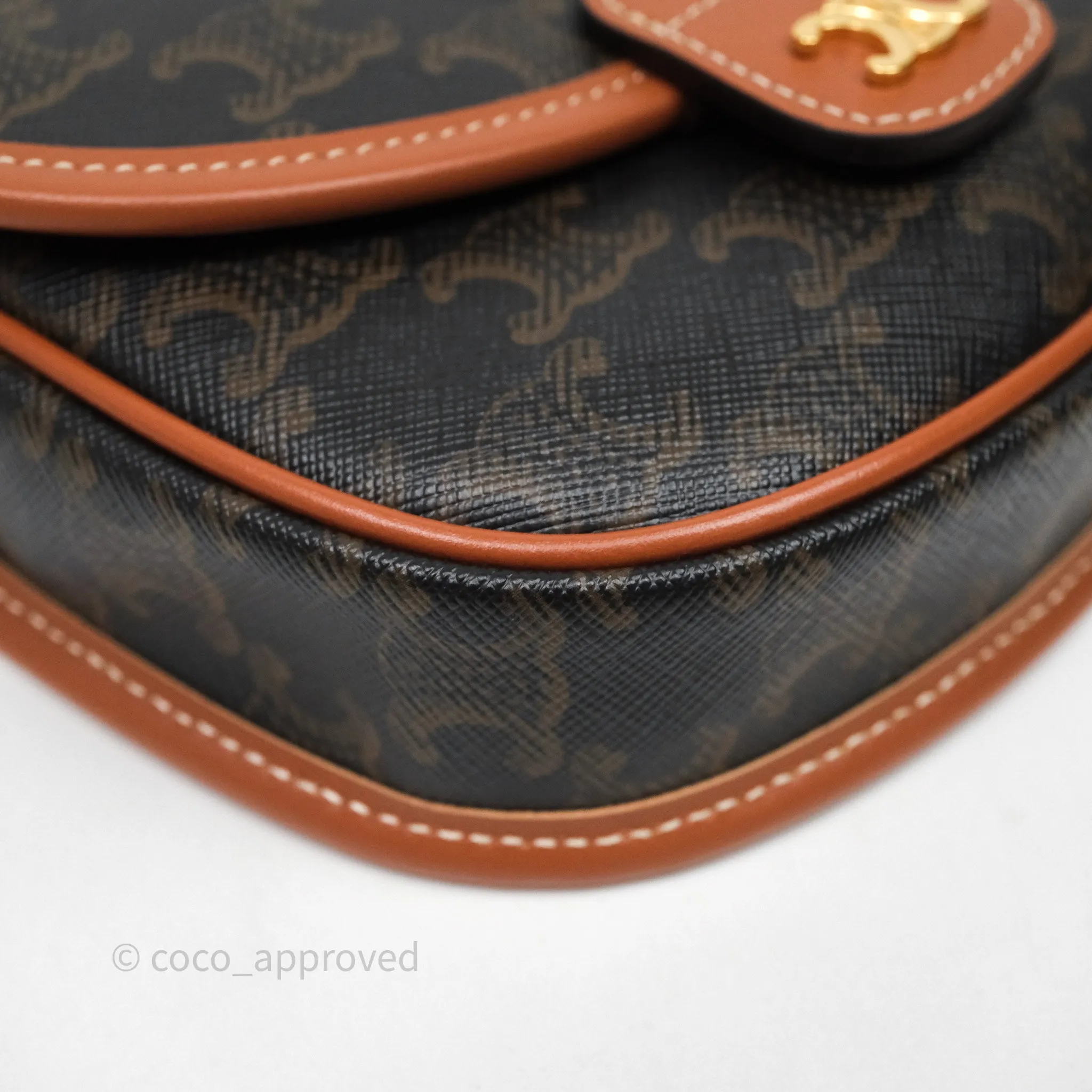 Celine Mini Besace Triomphe Canvas Calfskin Tan