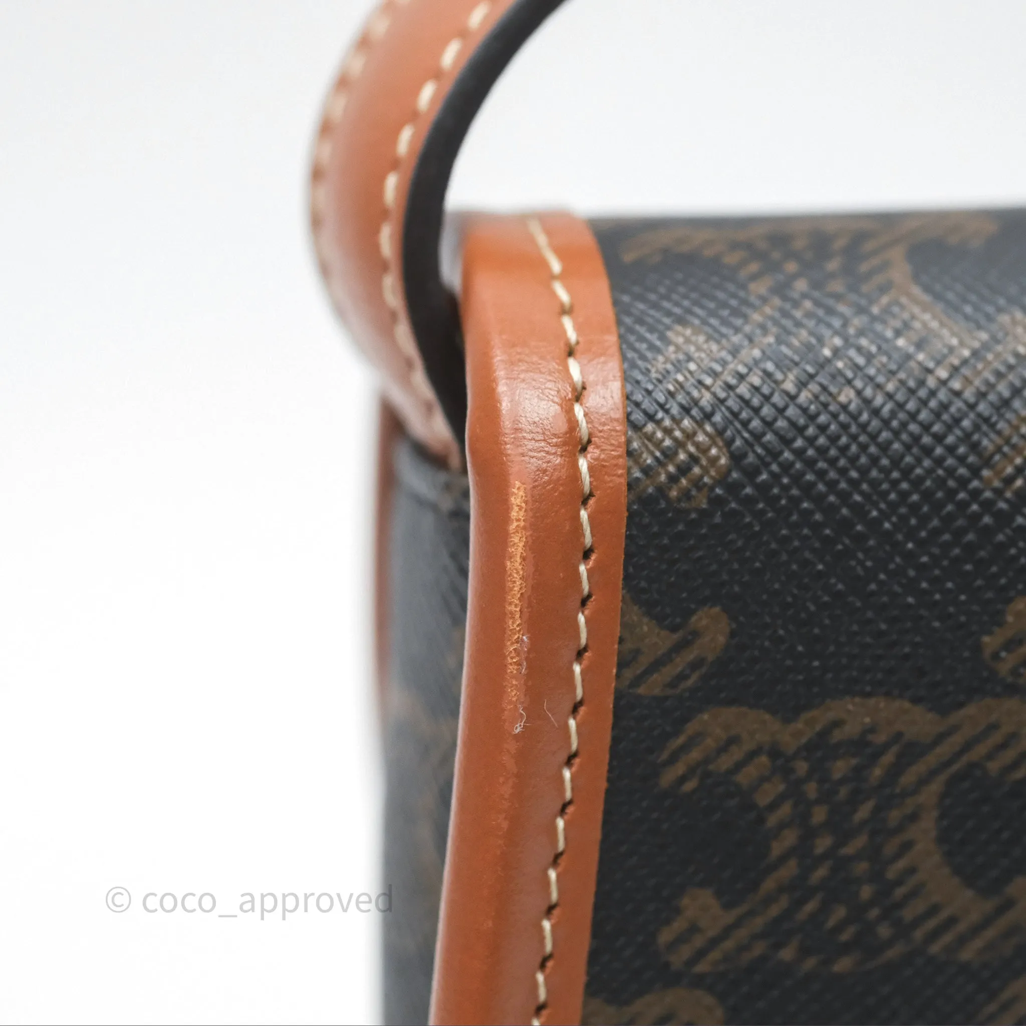 Celine Mini Besace Triomphe Canvas Calfskin Tan