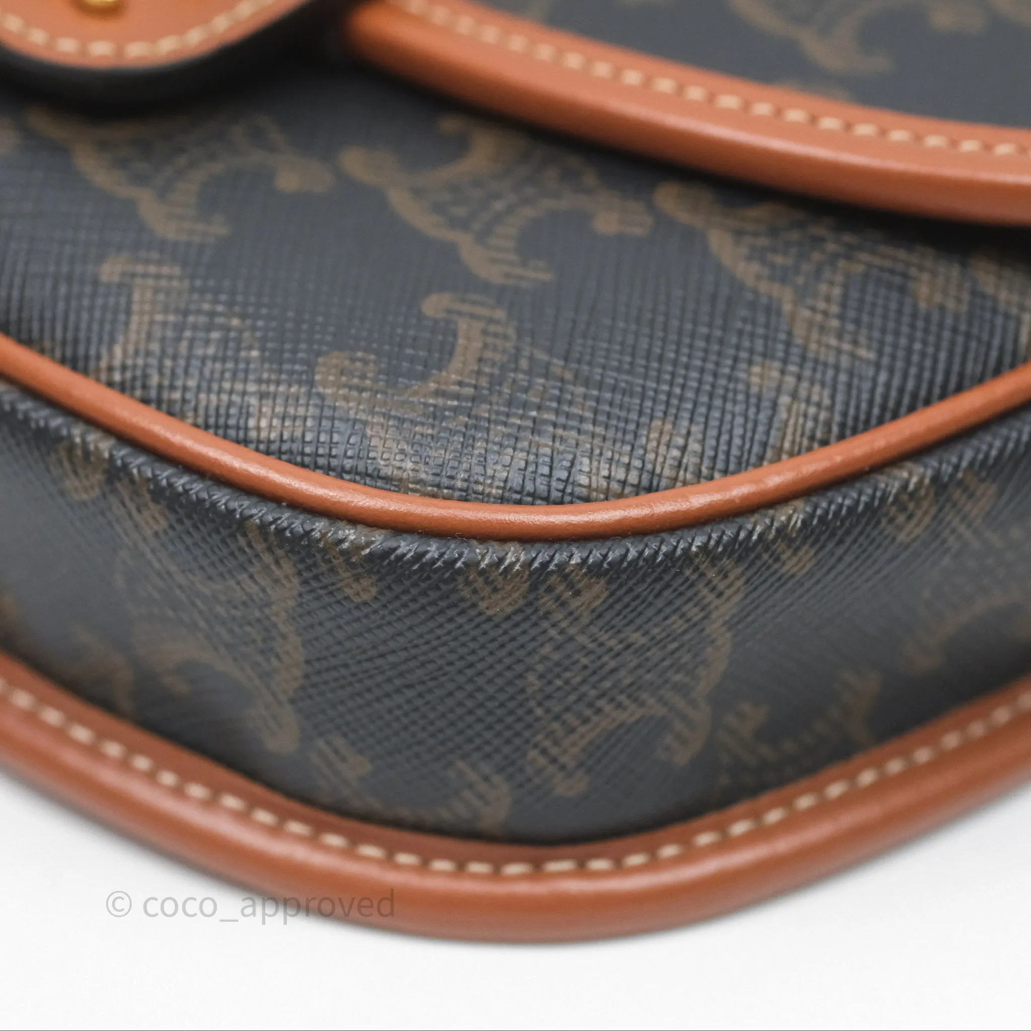 Celine Mini Besace Triomphe Canvas Calfskin Tan