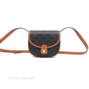 Celine Mini Besace Triomphe Canvas Calfskin Tan