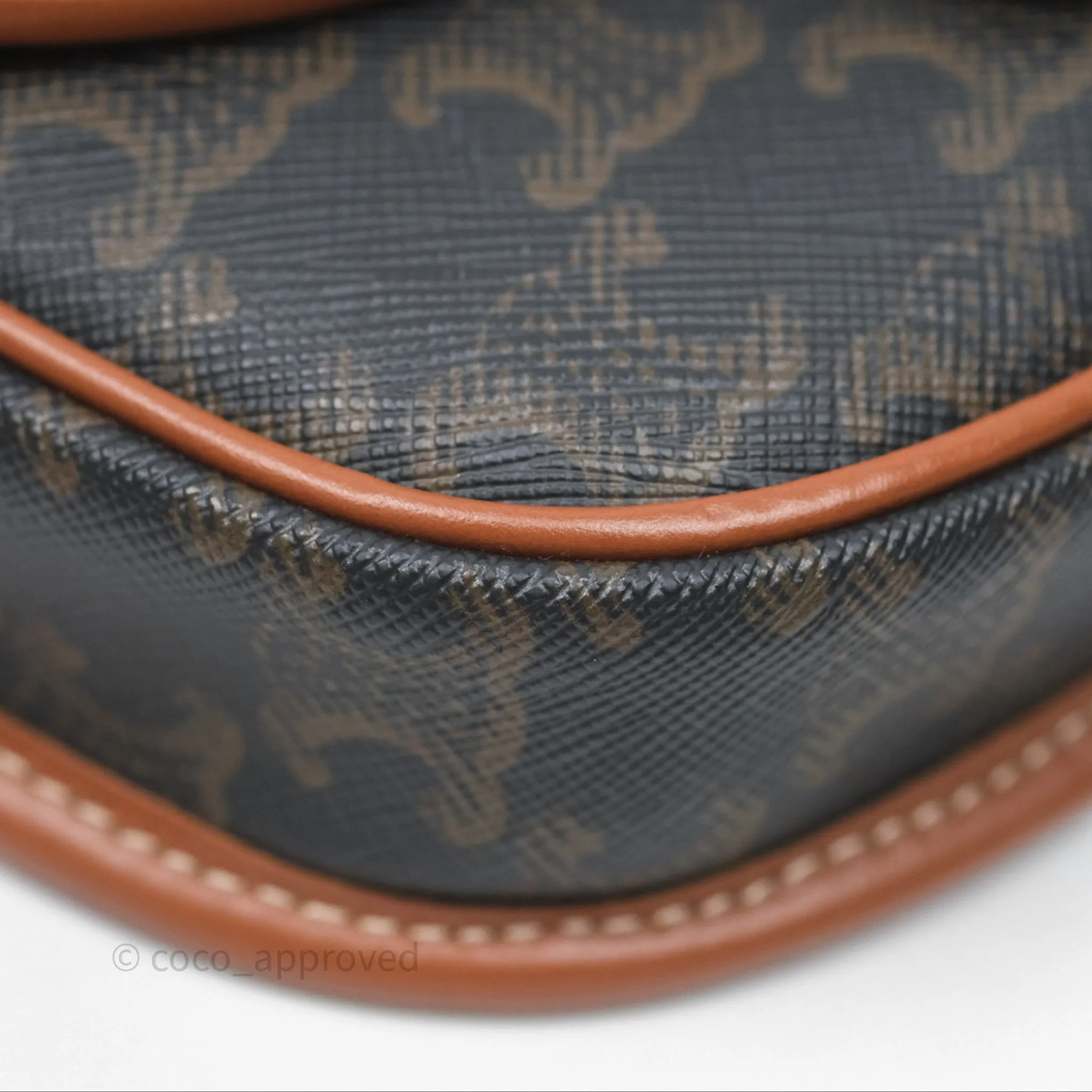 Celine Mini Besace Triomphe Canvas Calfskin Tan