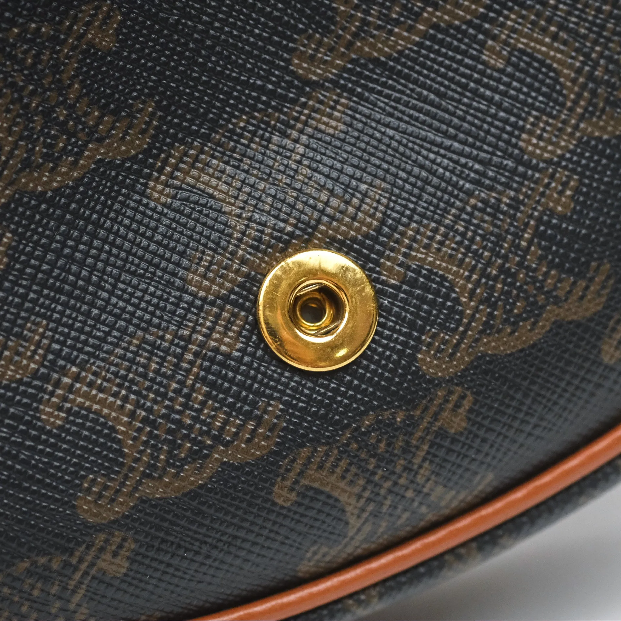 Celine Mini Besace Triomphe Canvas Calfskin Tan