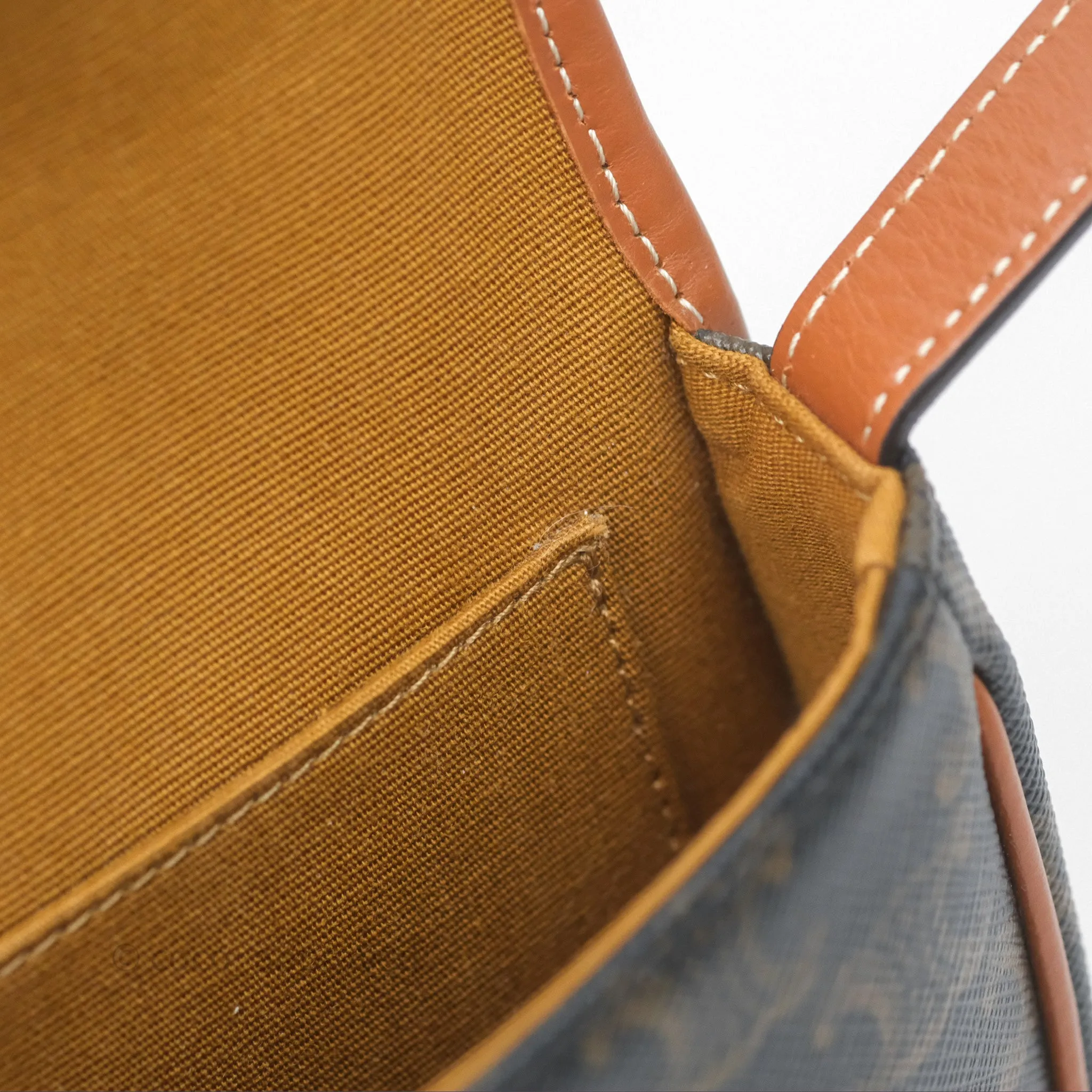 Celine Mini Besace Triomphe Canvas Calfskin Tan
