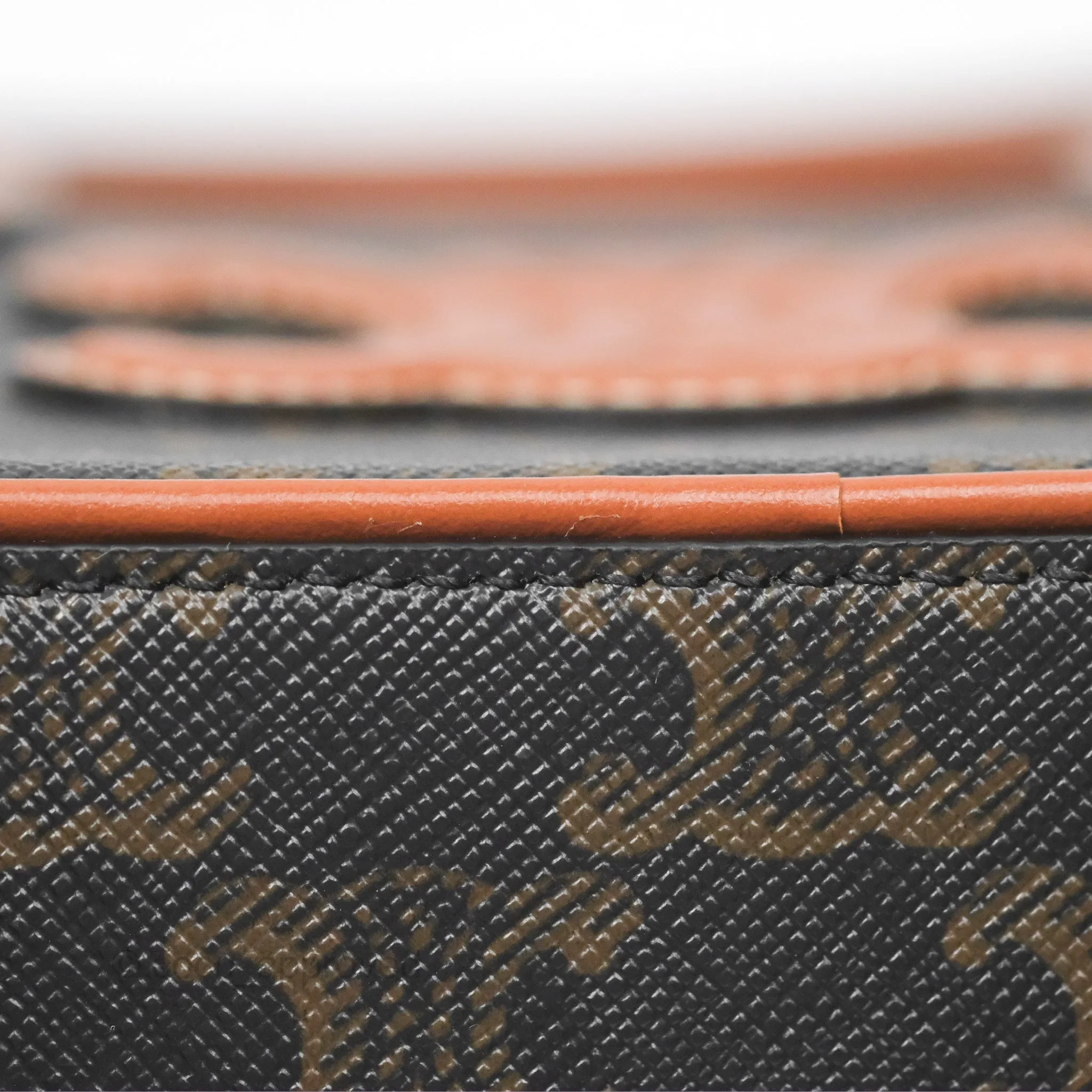 Celine Mini Bowling Bag Triomphe Canvas Tan Calfskin