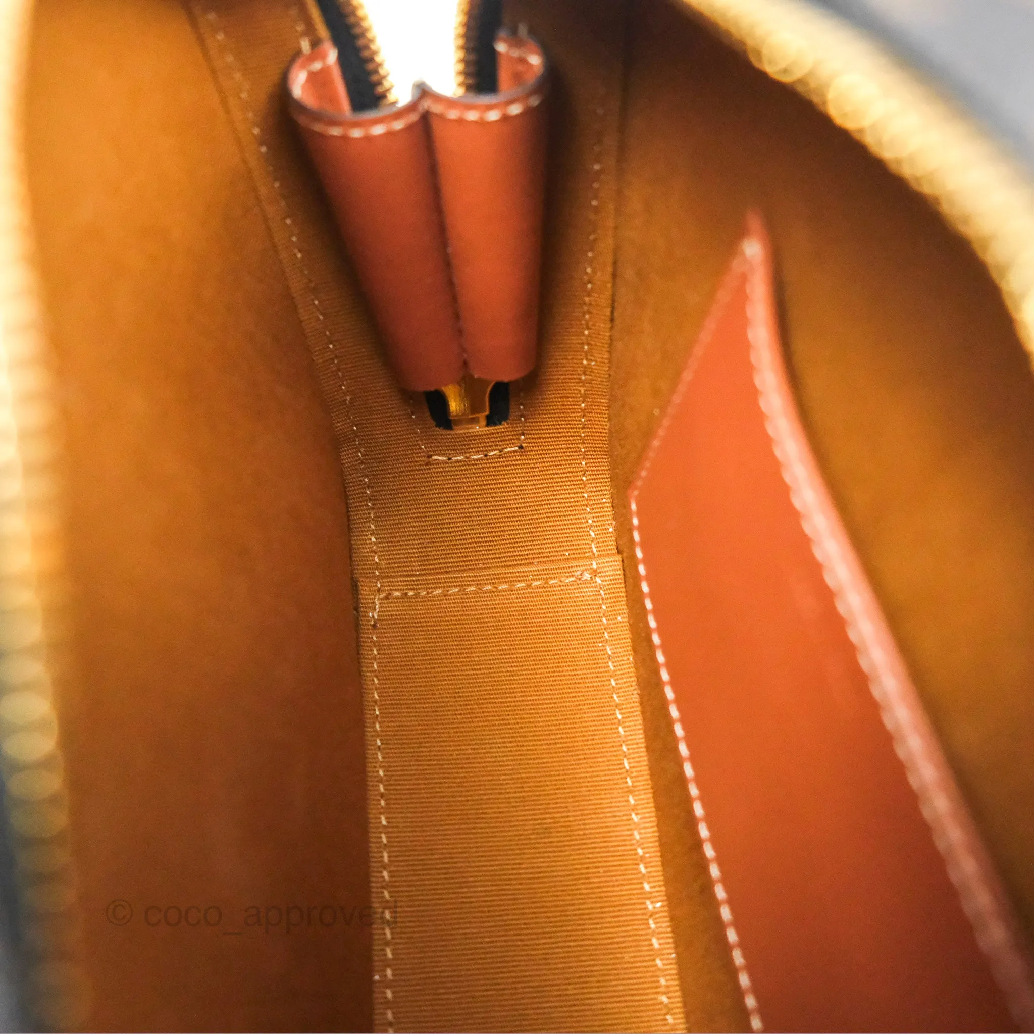 Celine Mini Bowling Bag Triomphe Canvas Tan Calfskin