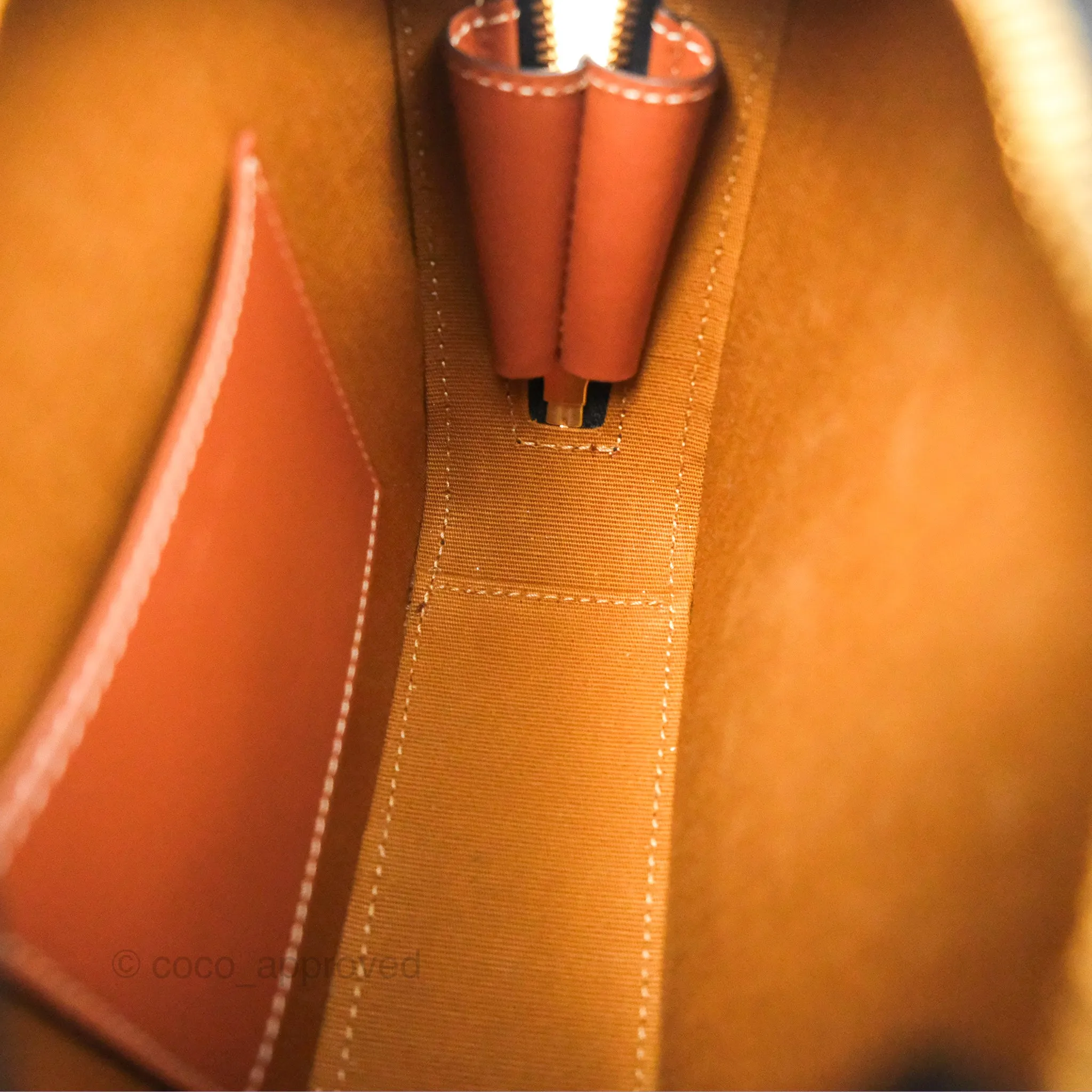 Celine Mini Bowling Bag Triomphe Canvas Tan Calfskin