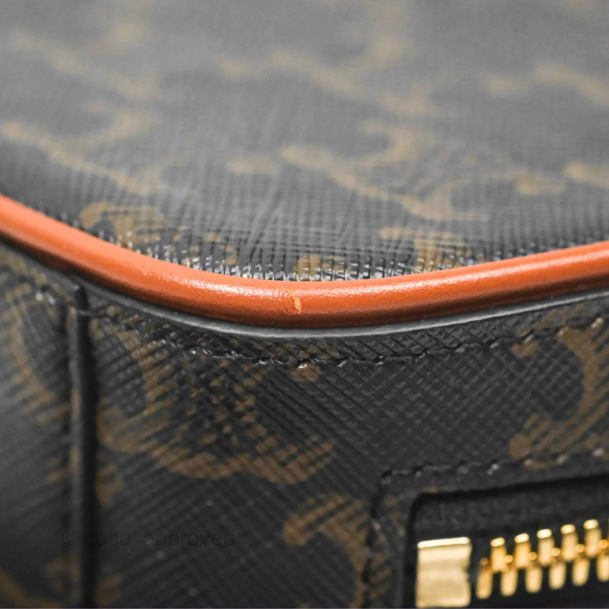 Celine Mini Bowling Bag Triomphe Canvas Tan Calfskin
