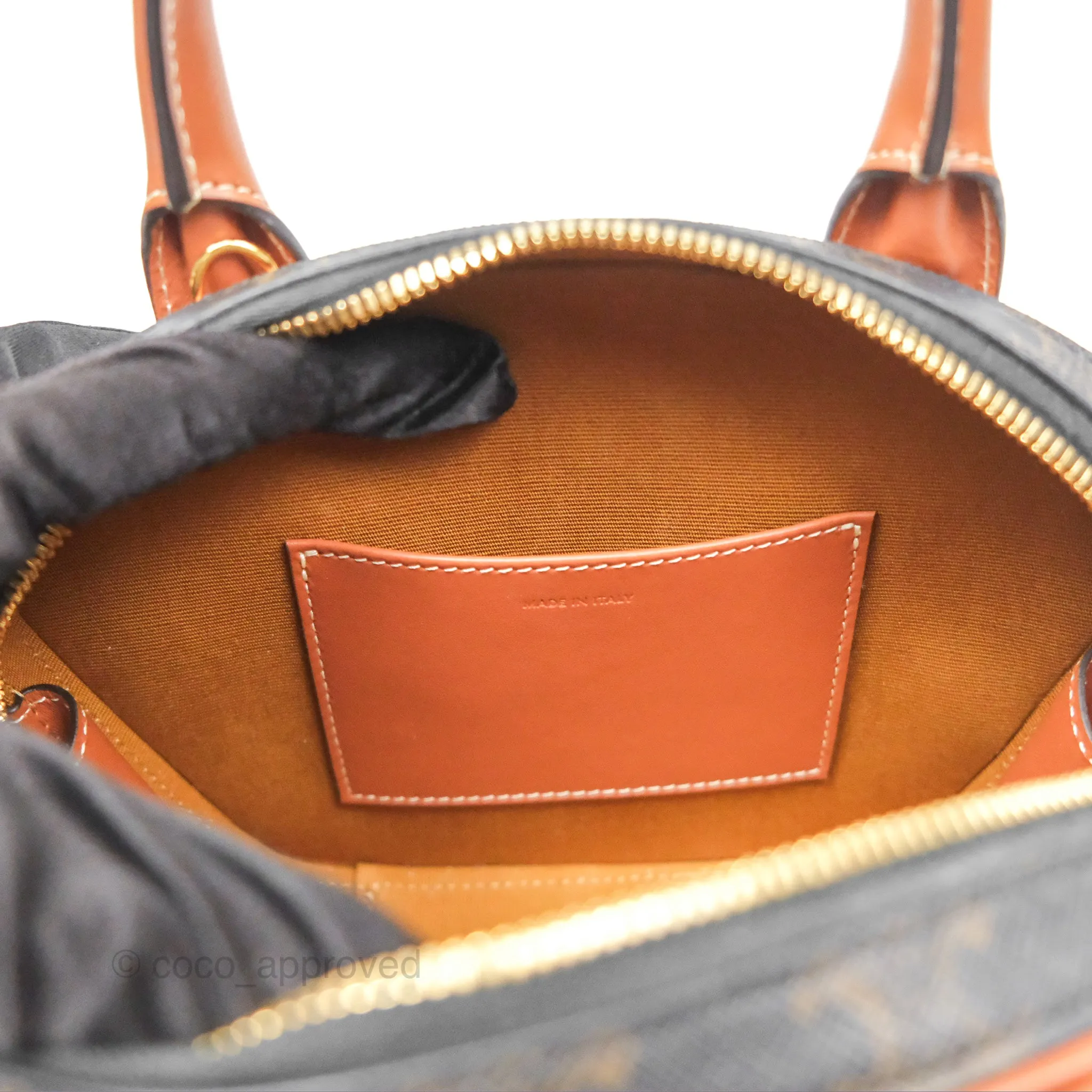 Celine Mini Bowling Bag Triomphe Canvas Tan Calfskin