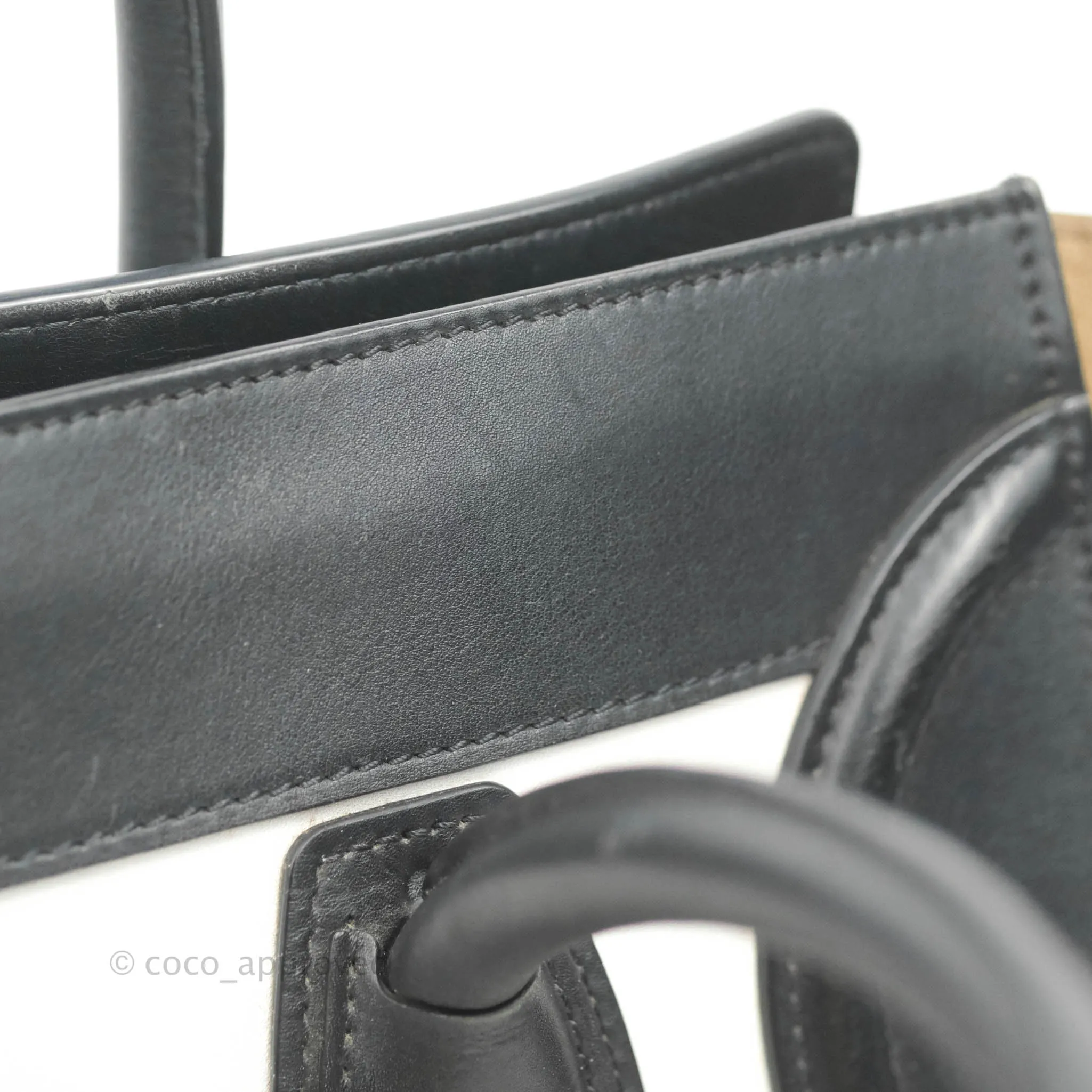 Celine Mini Luggage Bag Black/White/Brown Calfskin
