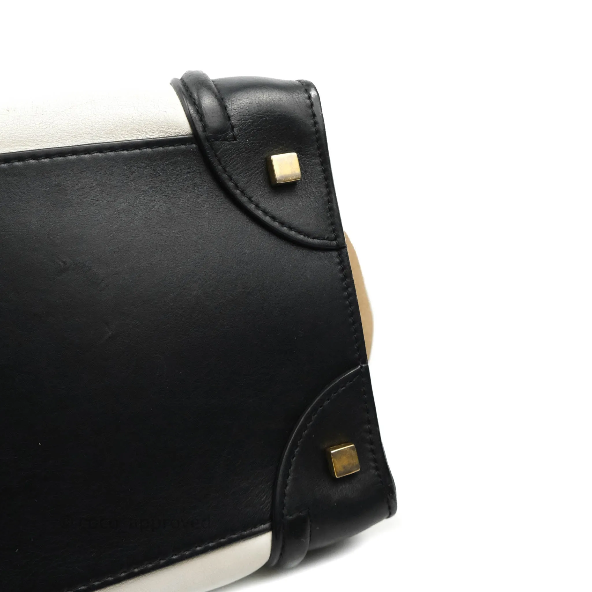 Celine Mini Luggage Bag Black/White/Brown Calfskin