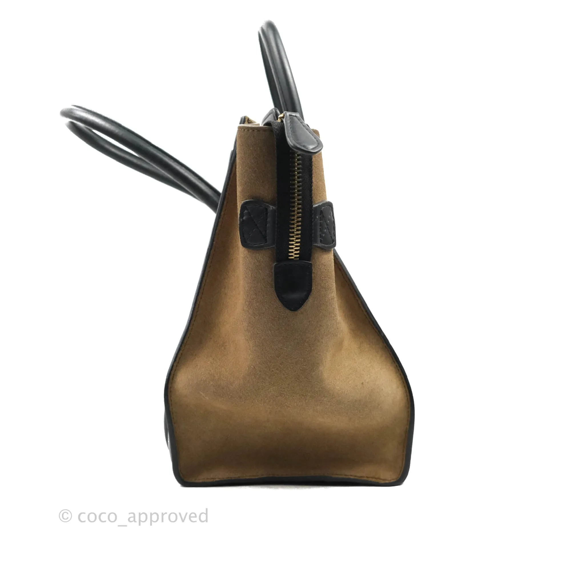 Celine Mini Luggage Bag Black/White/Brown Calfskin