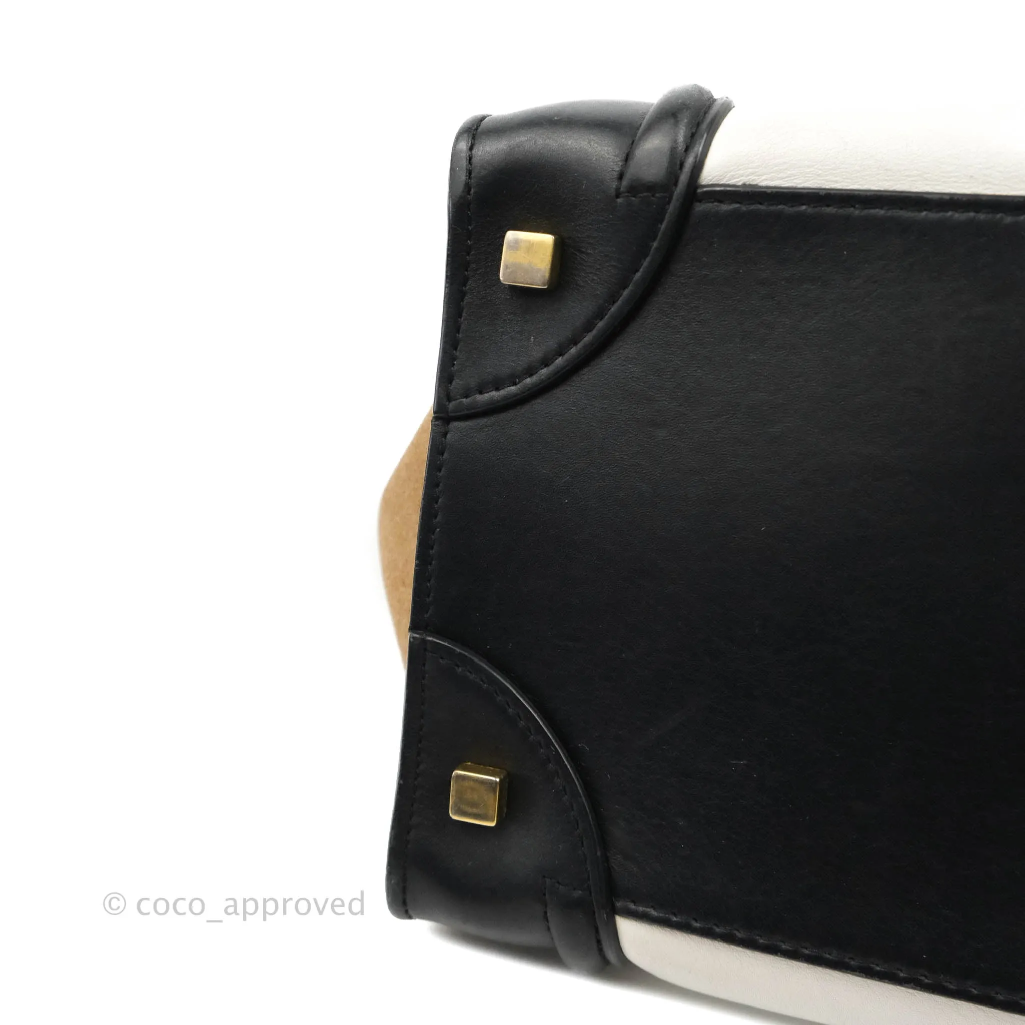 Celine Mini Luggage Bag Black/White/Brown Calfskin