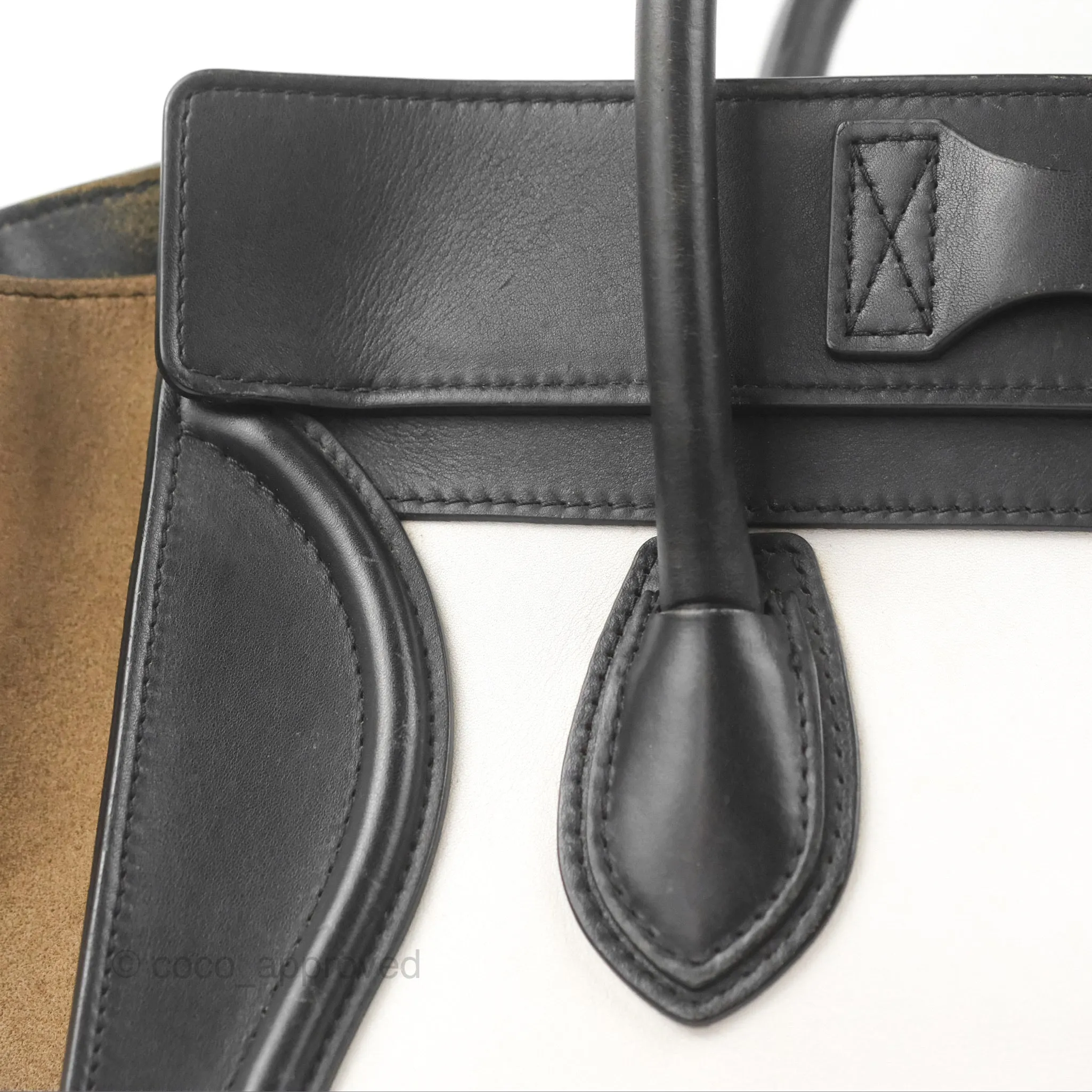 Celine Mini Luggage Bag Black/White/Brown Calfskin