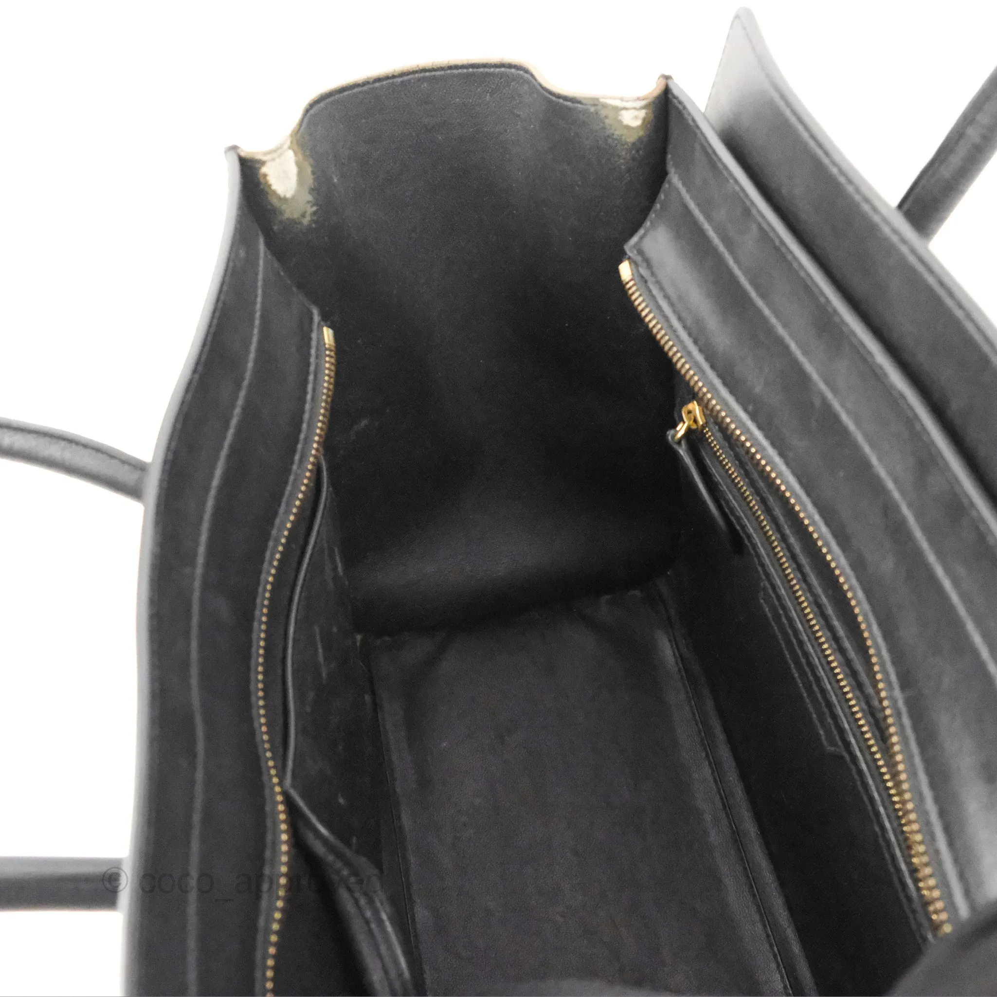 Celine Mini Luggage Bag Black/White/Brown Calfskin