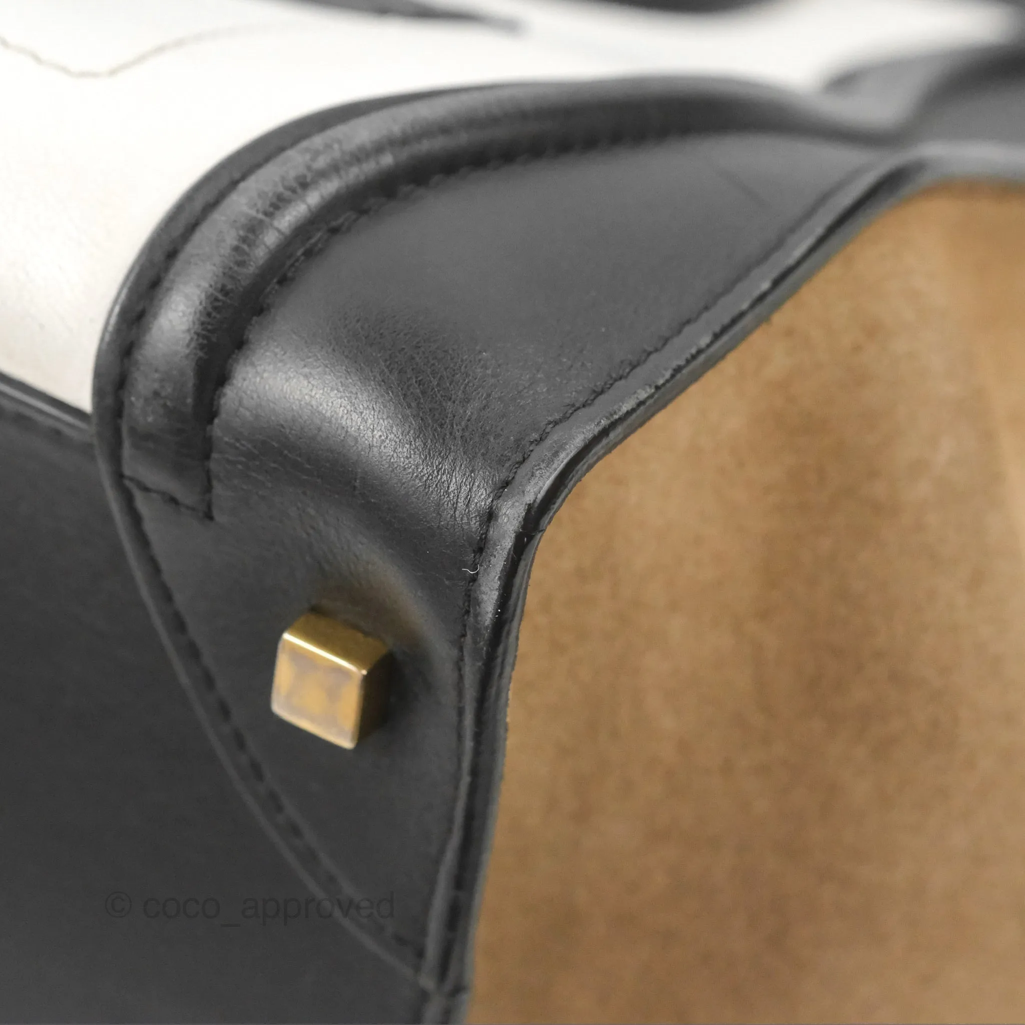 Celine Mini Luggage Bag Black/White/Brown Calfskin