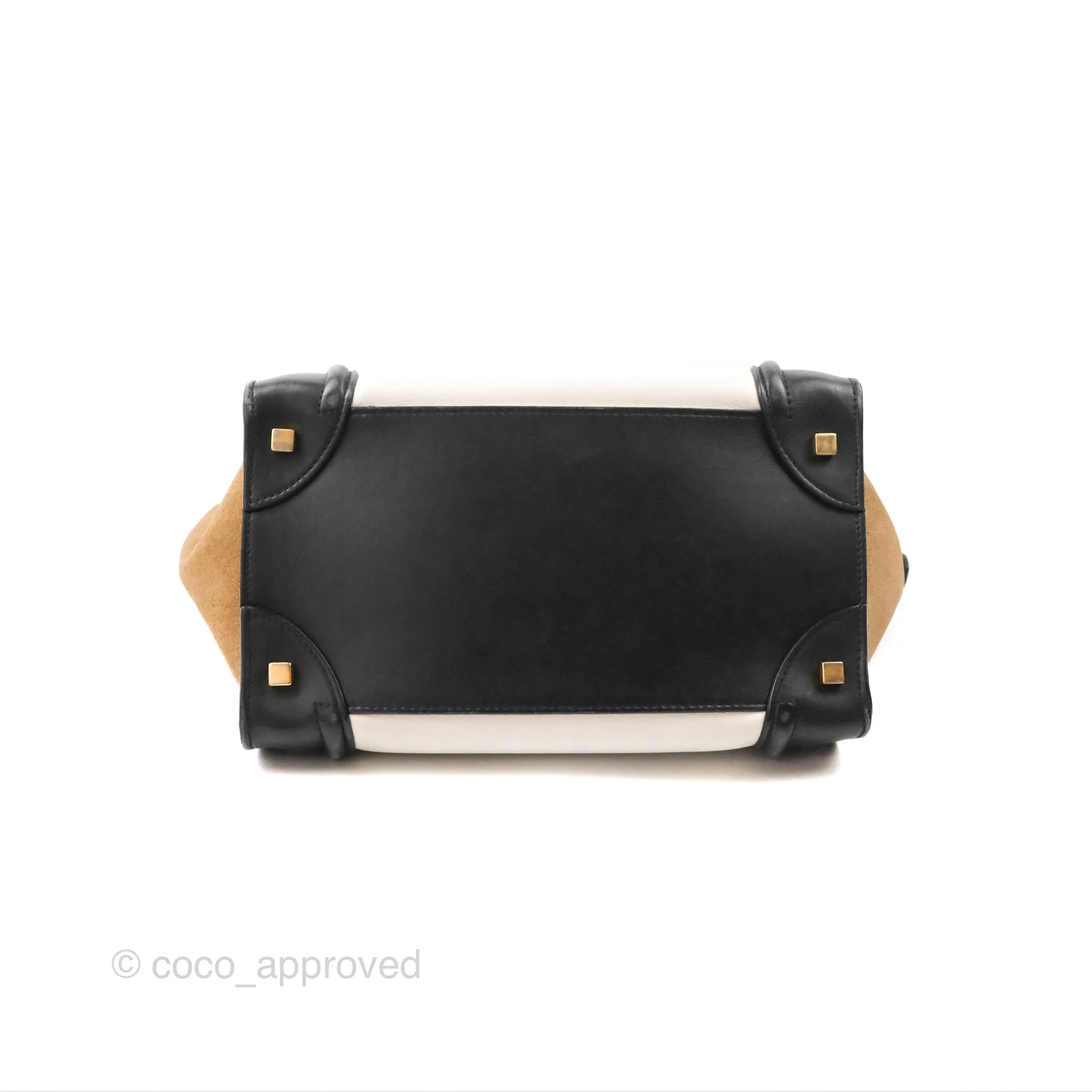 Celine Mini Luggage Bag Black/White/Brown Calfskin