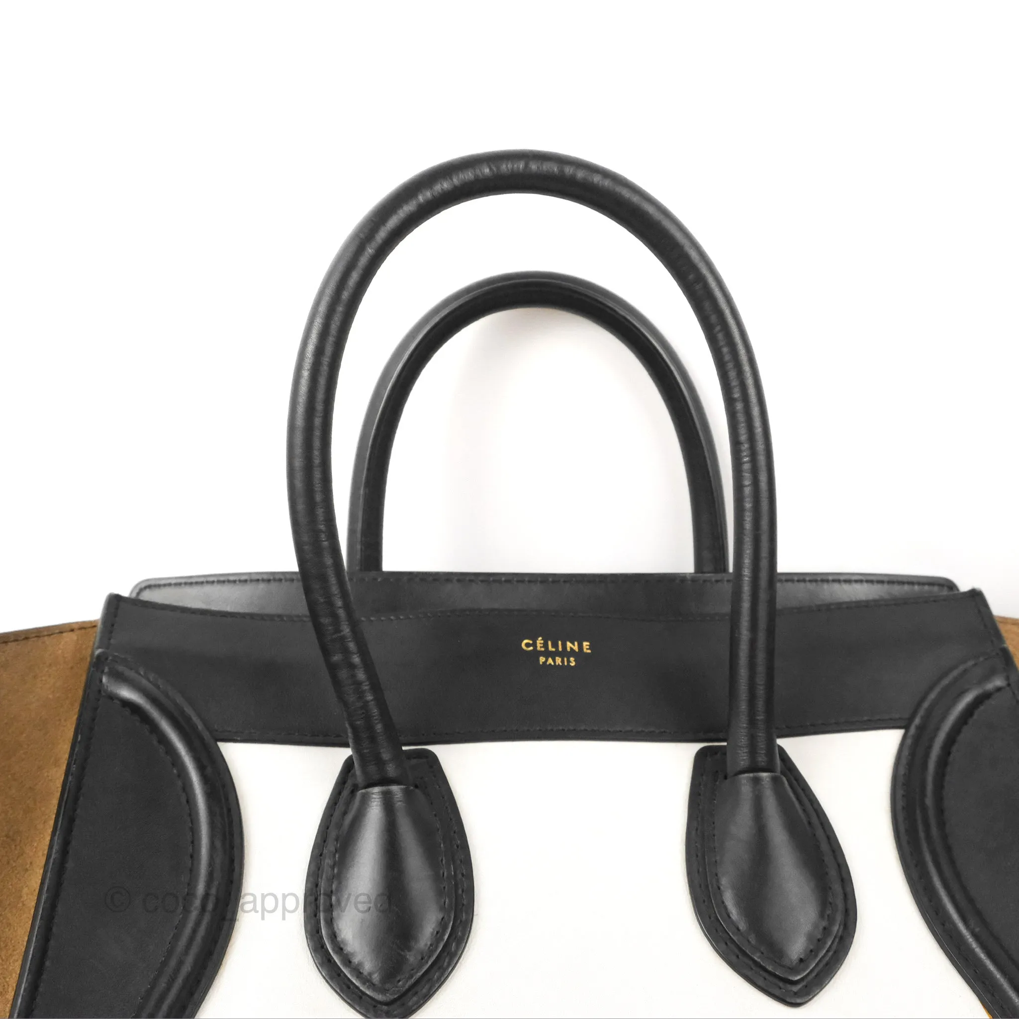 Celine Mini Luggage Bag Black/White/Brown Calfskin
