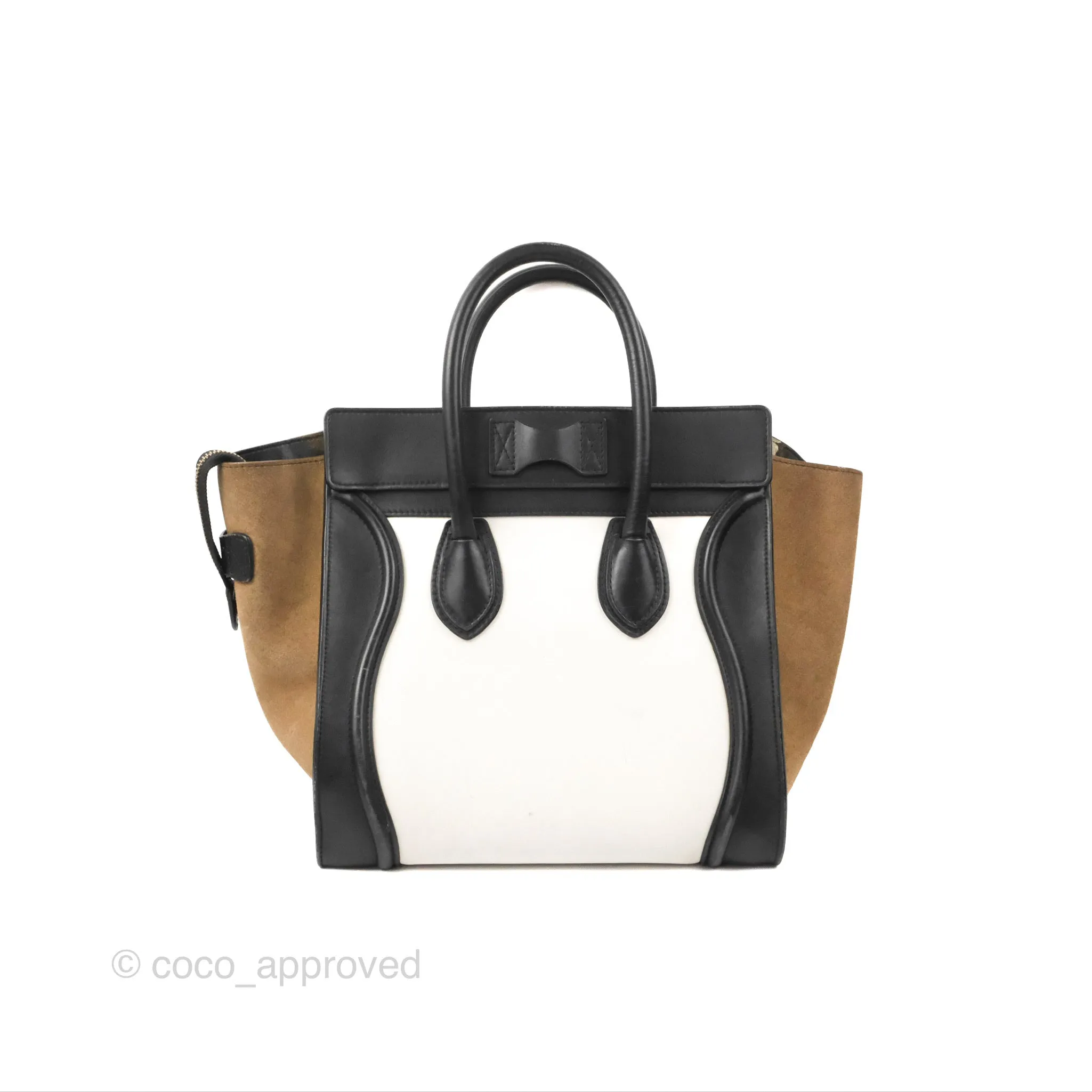 Celine Mini Luggage Bag Black/White/Brown Calfskin