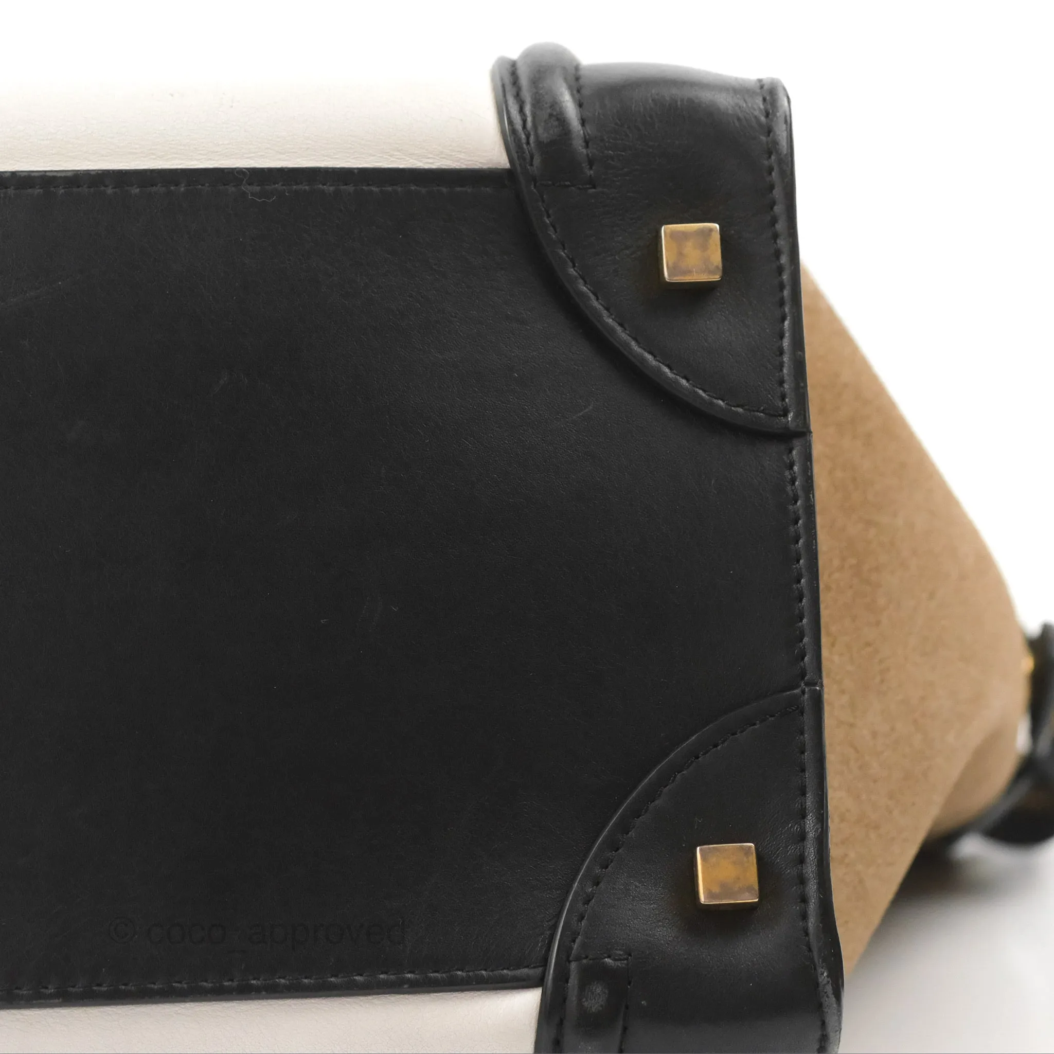 Celine Mini Luggage Bag Black/White/Brown Calfskin
