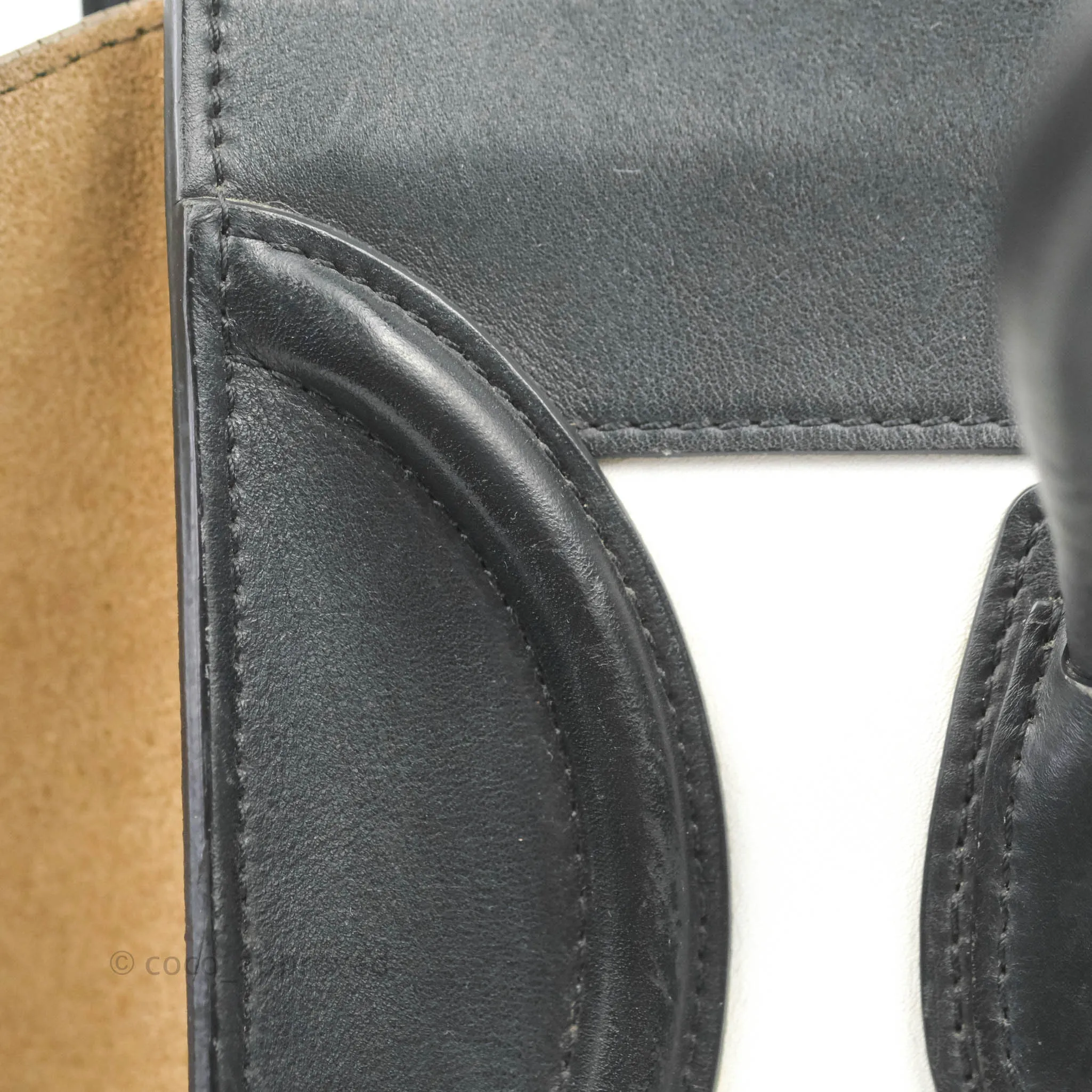 Celine Mini Luggage Bag Black/White/Brown Calfskin