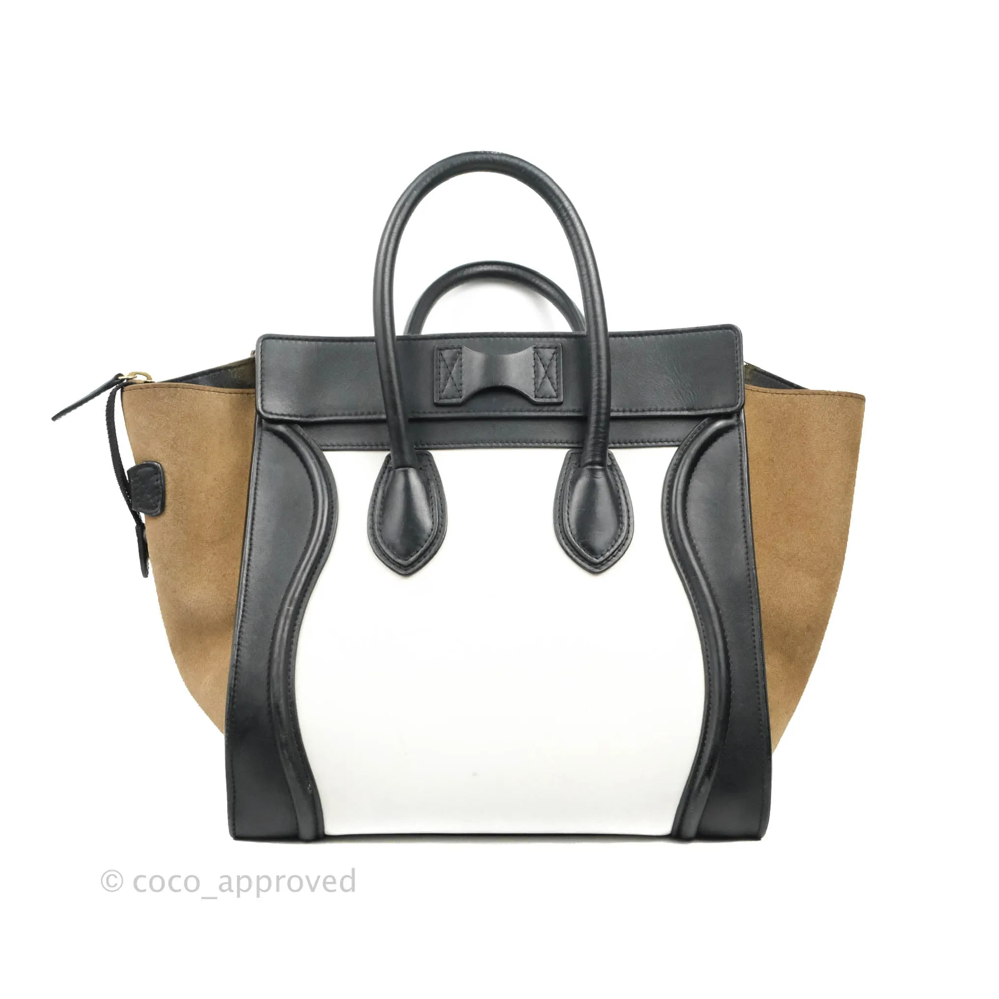 Celine Mini Luggage Bag Black/White/Brown Calfskin