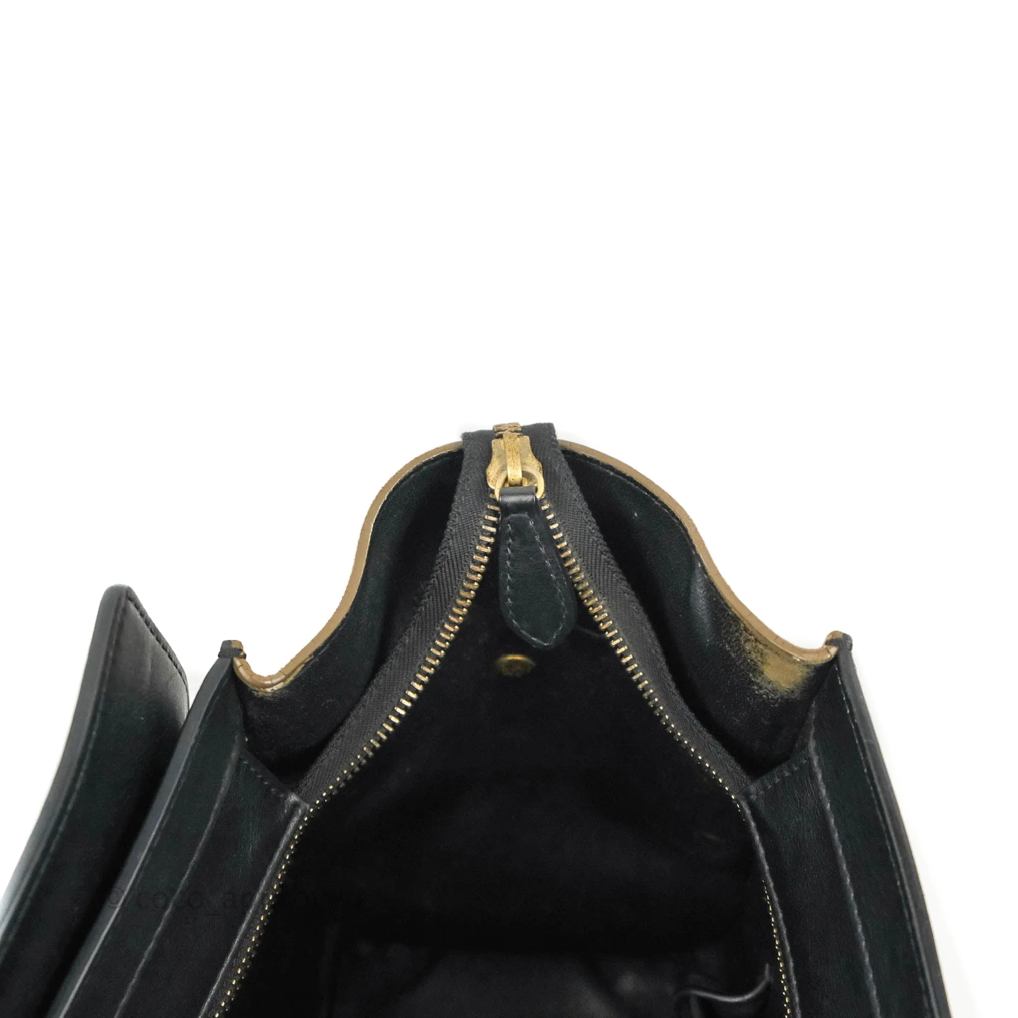 Celine Mini Luggage Bag Black/White/Brown Calfskin
