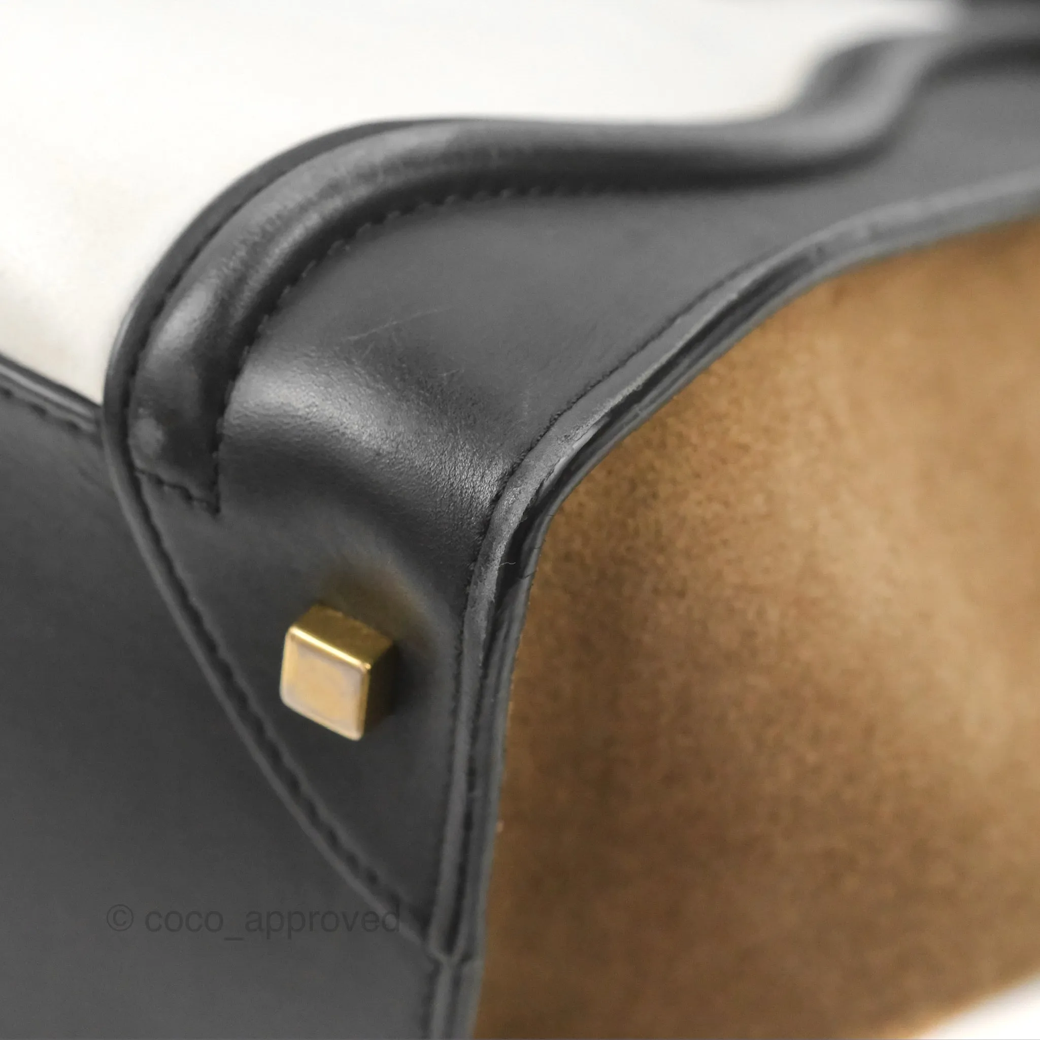 Celine Mini Luggage Bag Black/White/Brown Calfskin