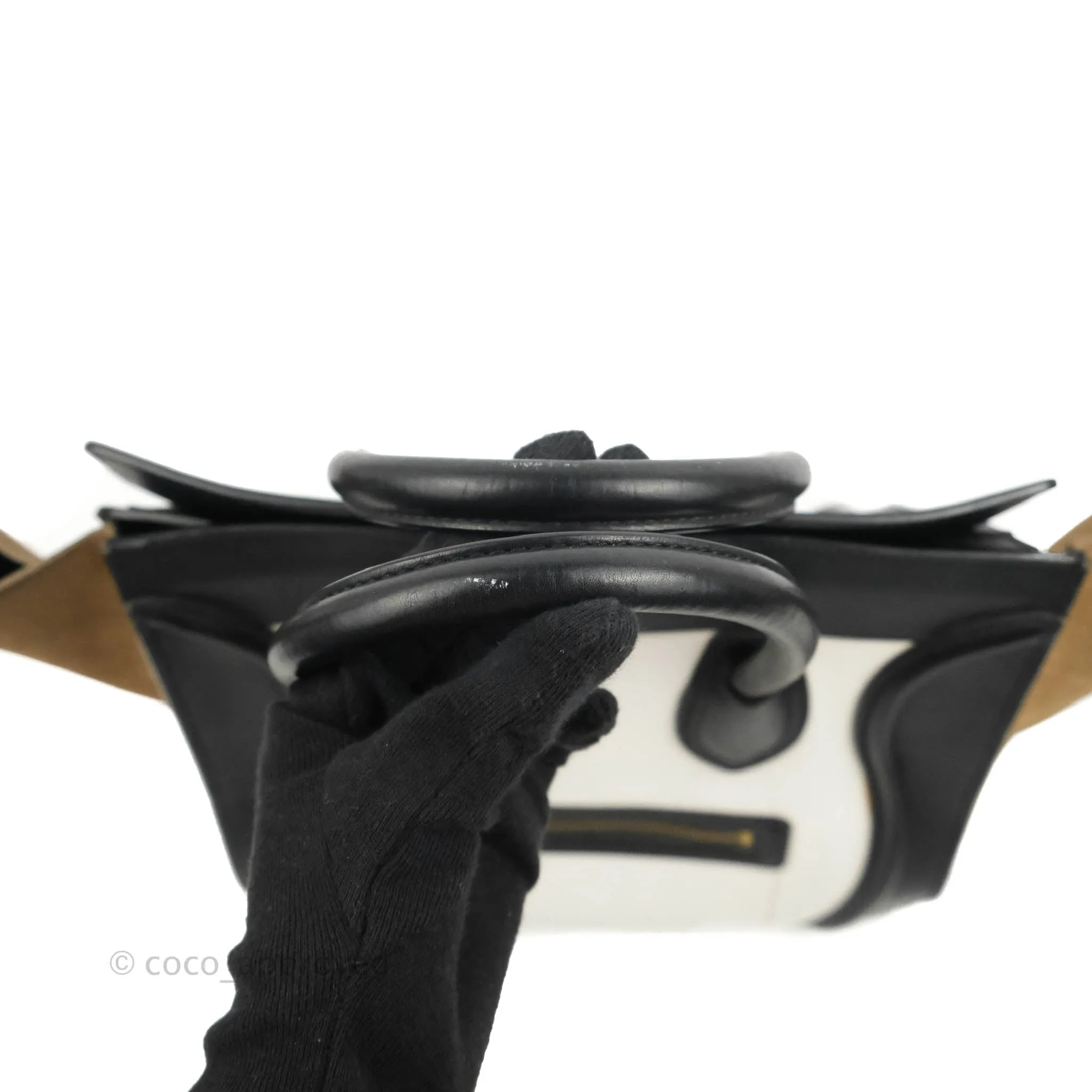 Celine Mini Luggage Bag Black/White/Brown Calfskin