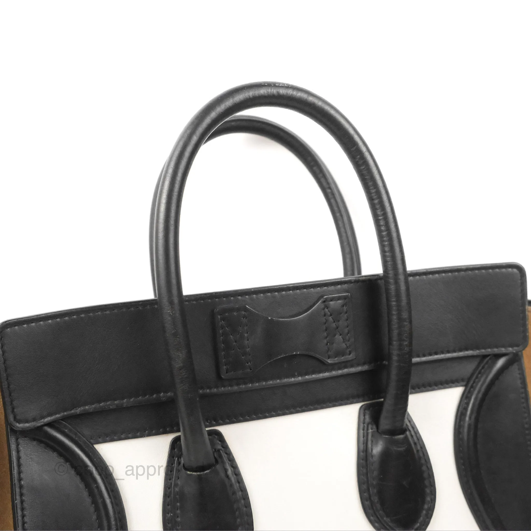 Celine Mini Luggage Bag Black/White/Brown Calfskin
