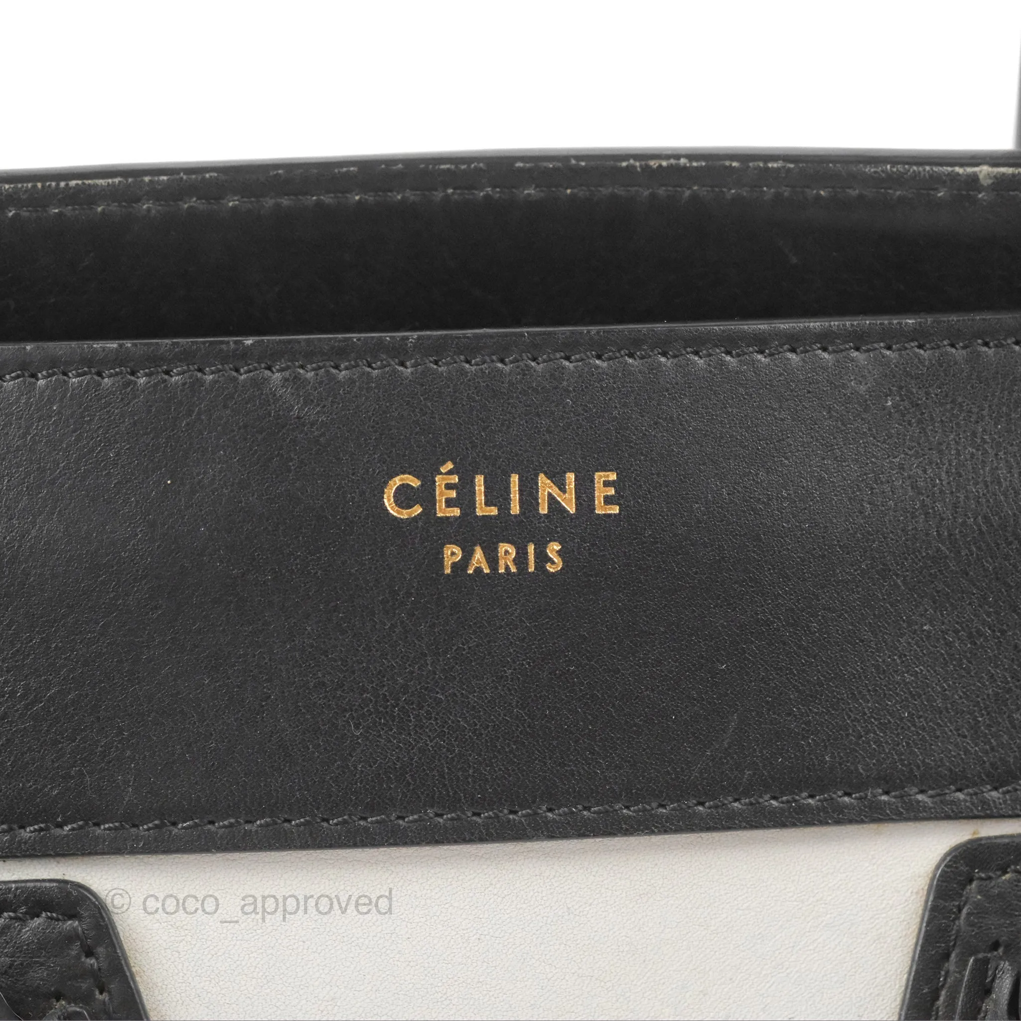 Celine Mini Luggage Bag Black/White/Brown Calfskin