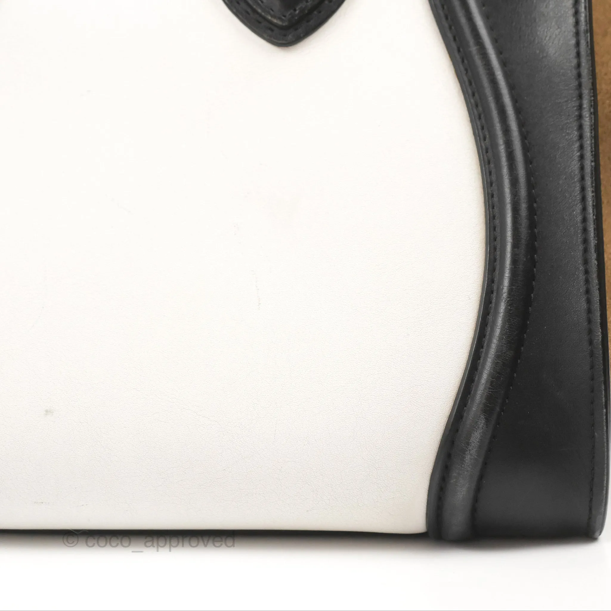 Celine Mini Luggage Bag Black/White/Brown Calfskin