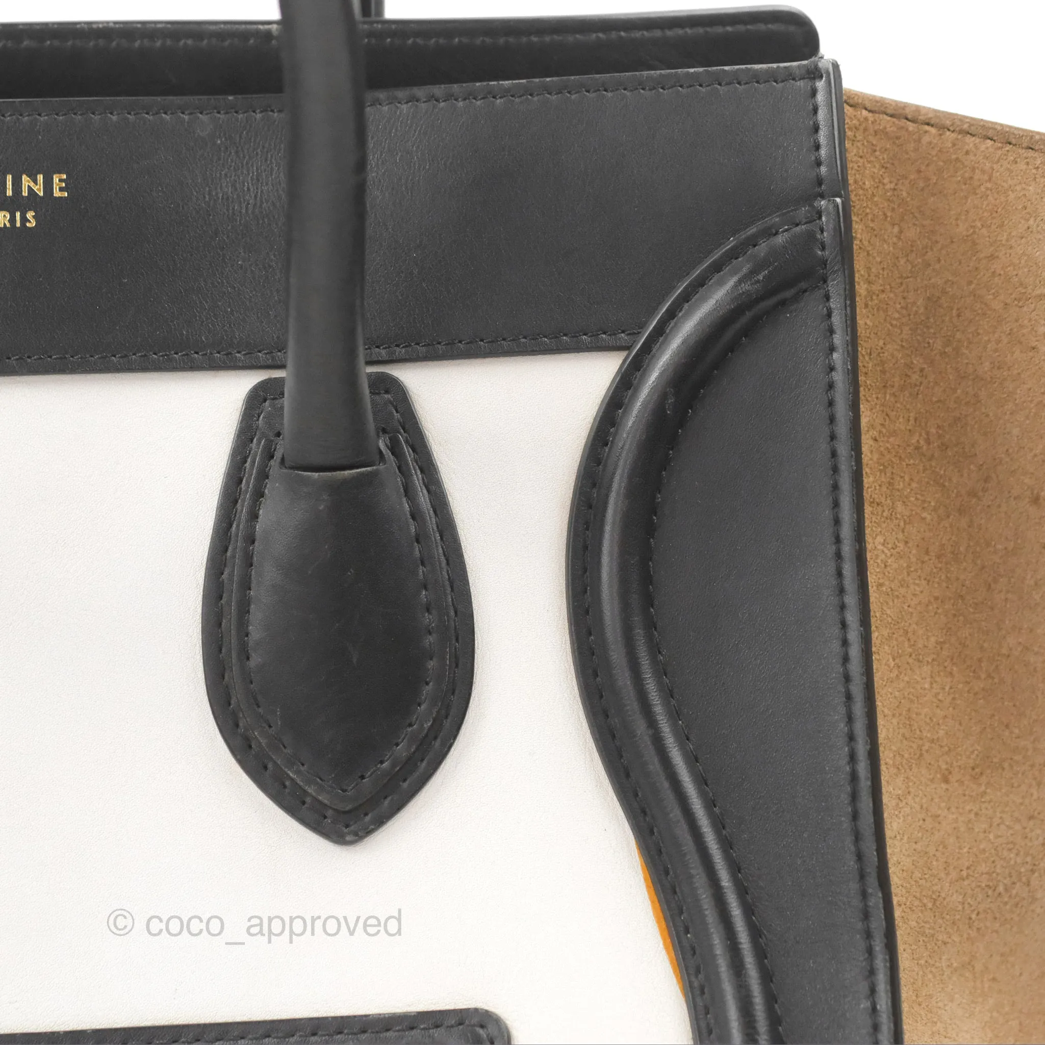 Celine Mini Luggage Bag Black/White/Brown Calfskin