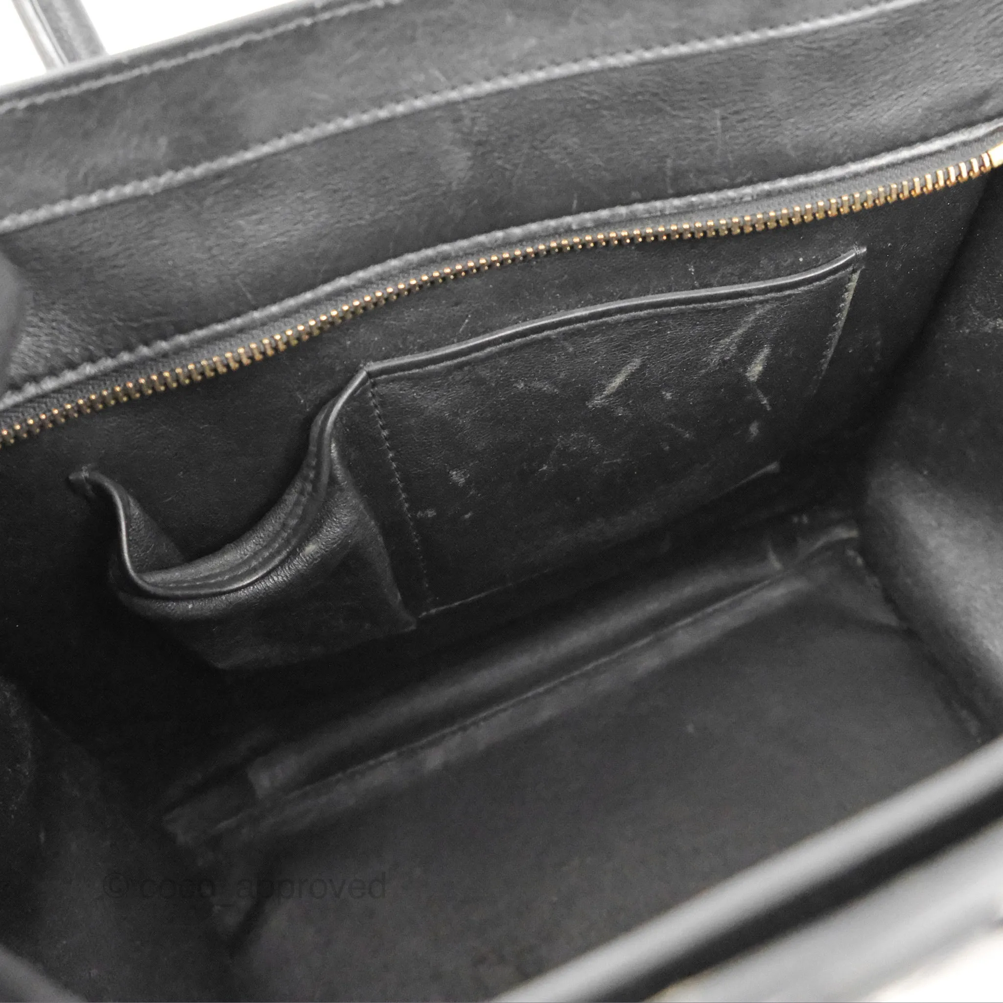 Celine Mini Luggage Bag Black/White/Brown Calfskin