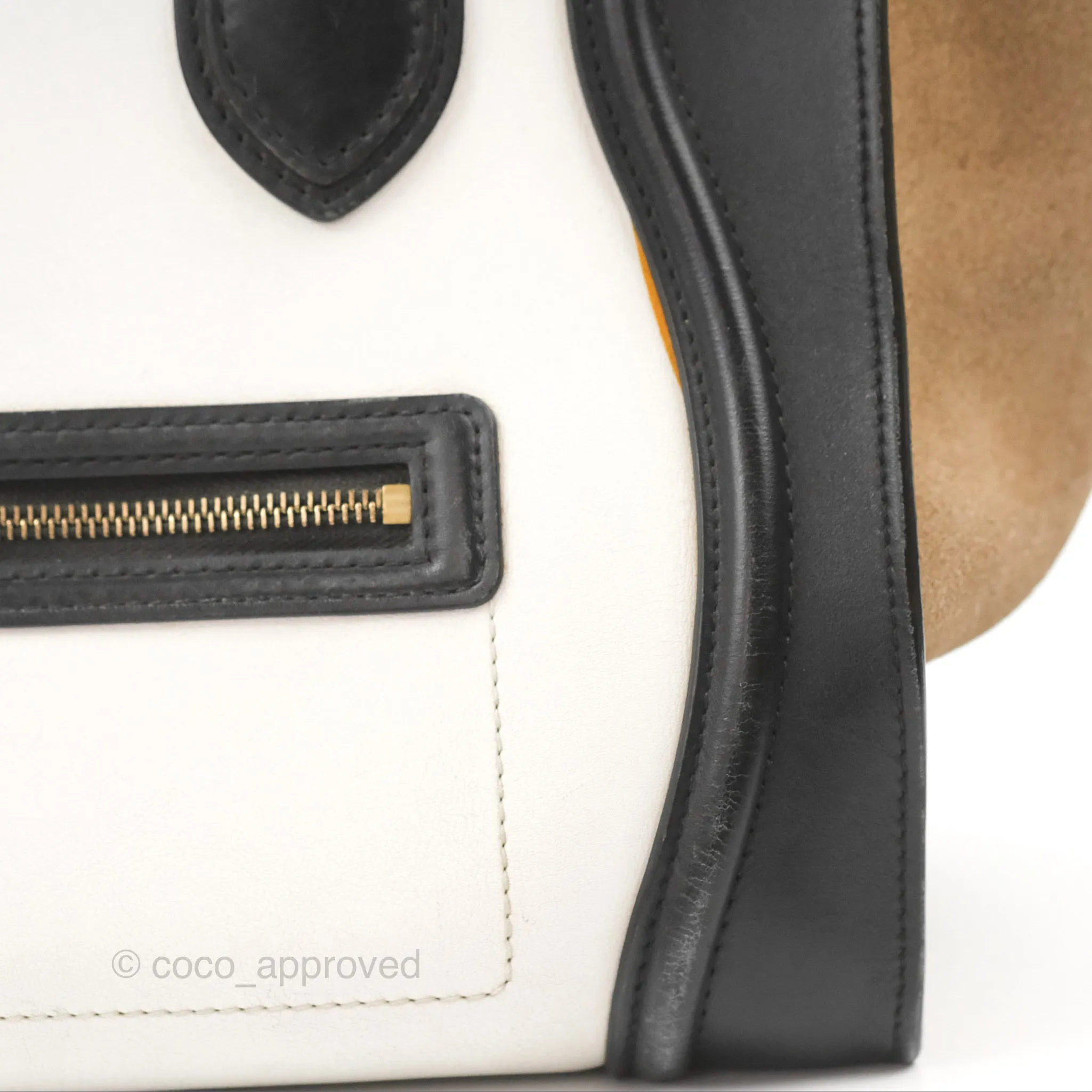 Celine Mini Luggage Bag Black/White/Brown Calfskin