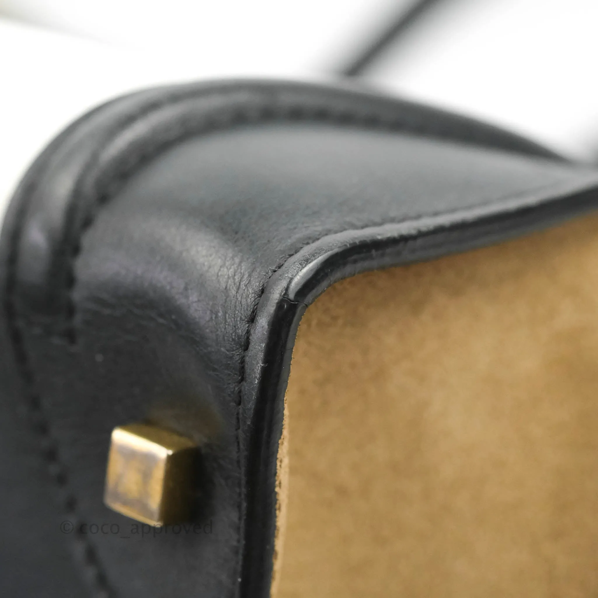 Celine Mini Luggage Bag Black/White/Brown Calfskin