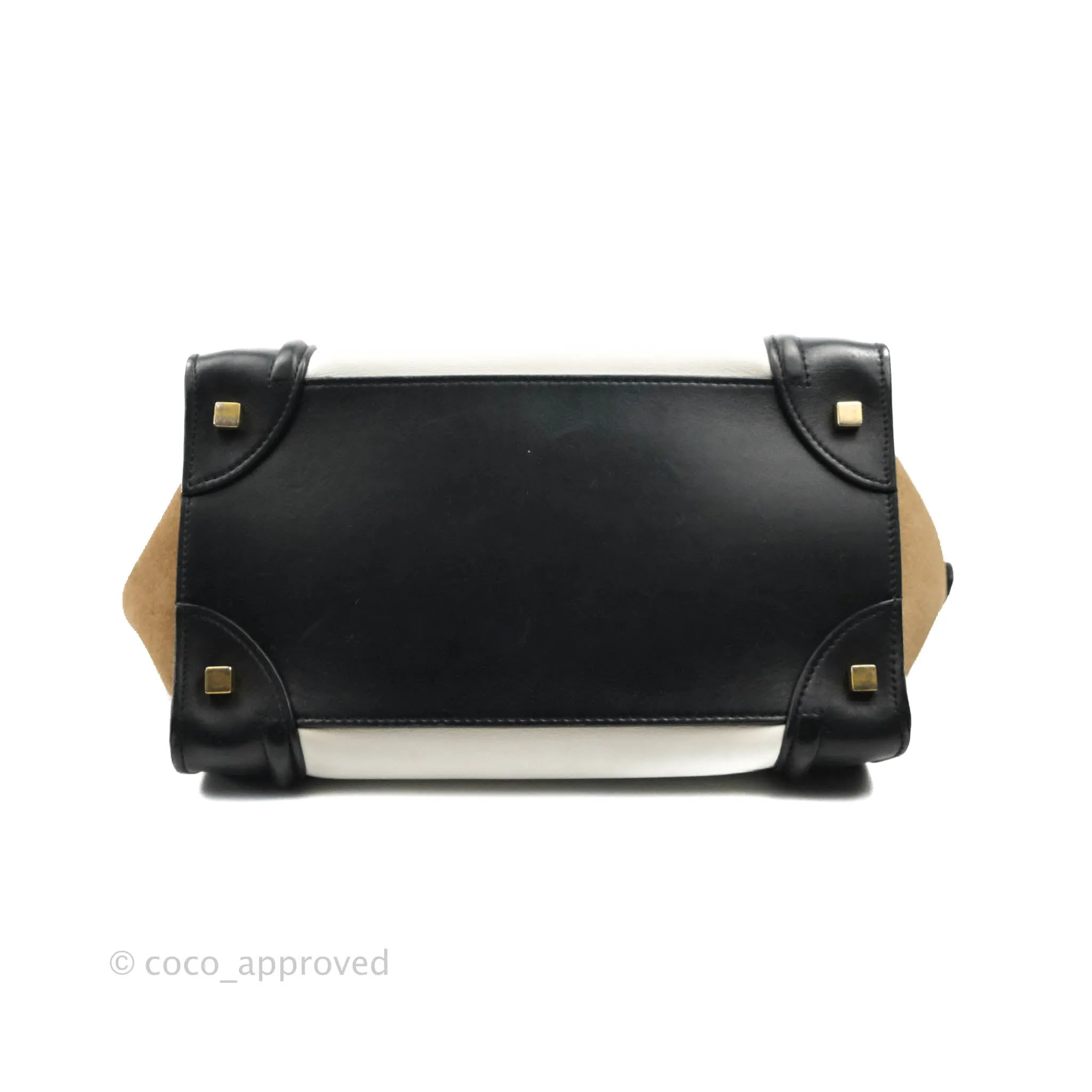 Celine Mini Luggage Bag Black/White/Brown Calfskin