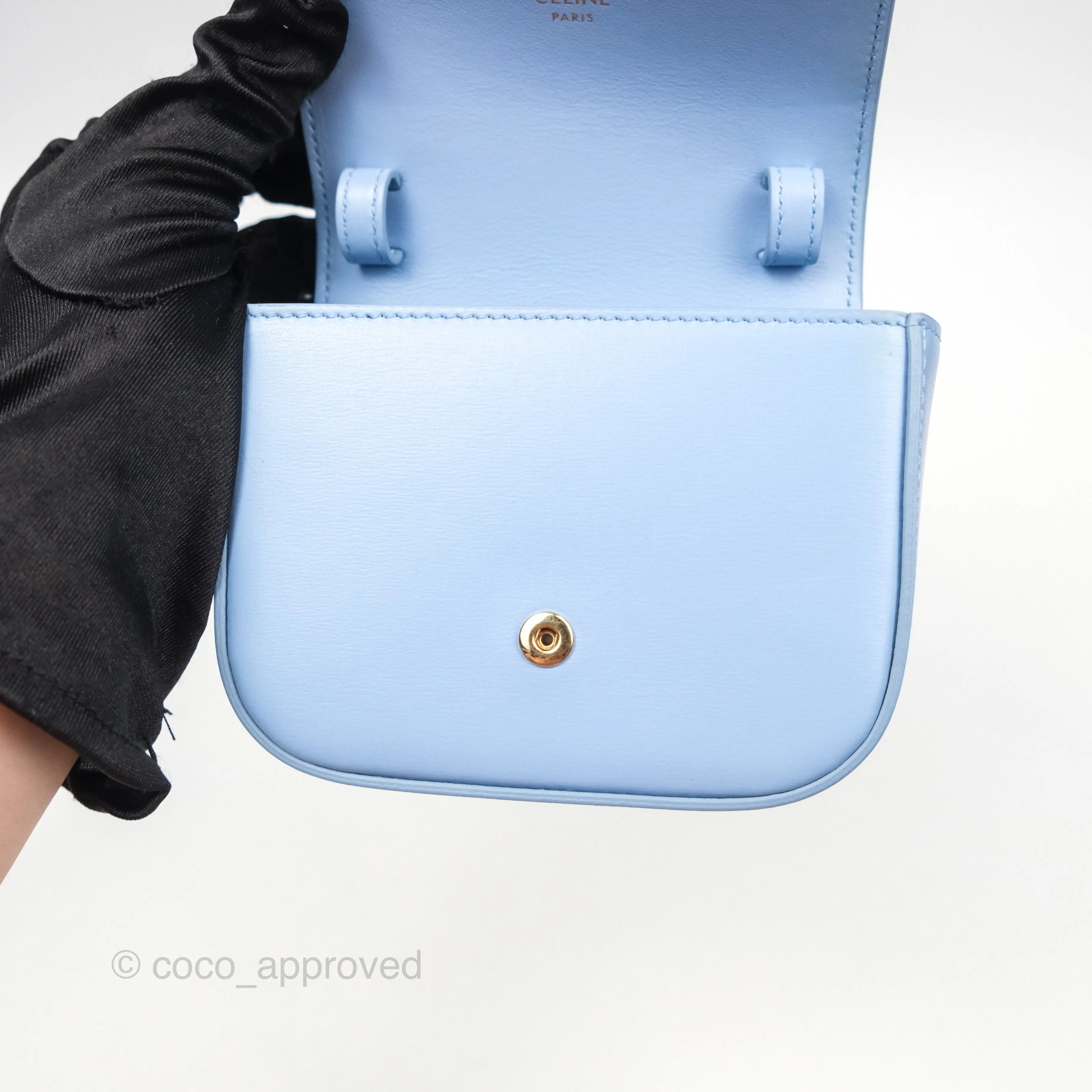 Celine Mini Triomphe Shiny Calfskin Light Blue