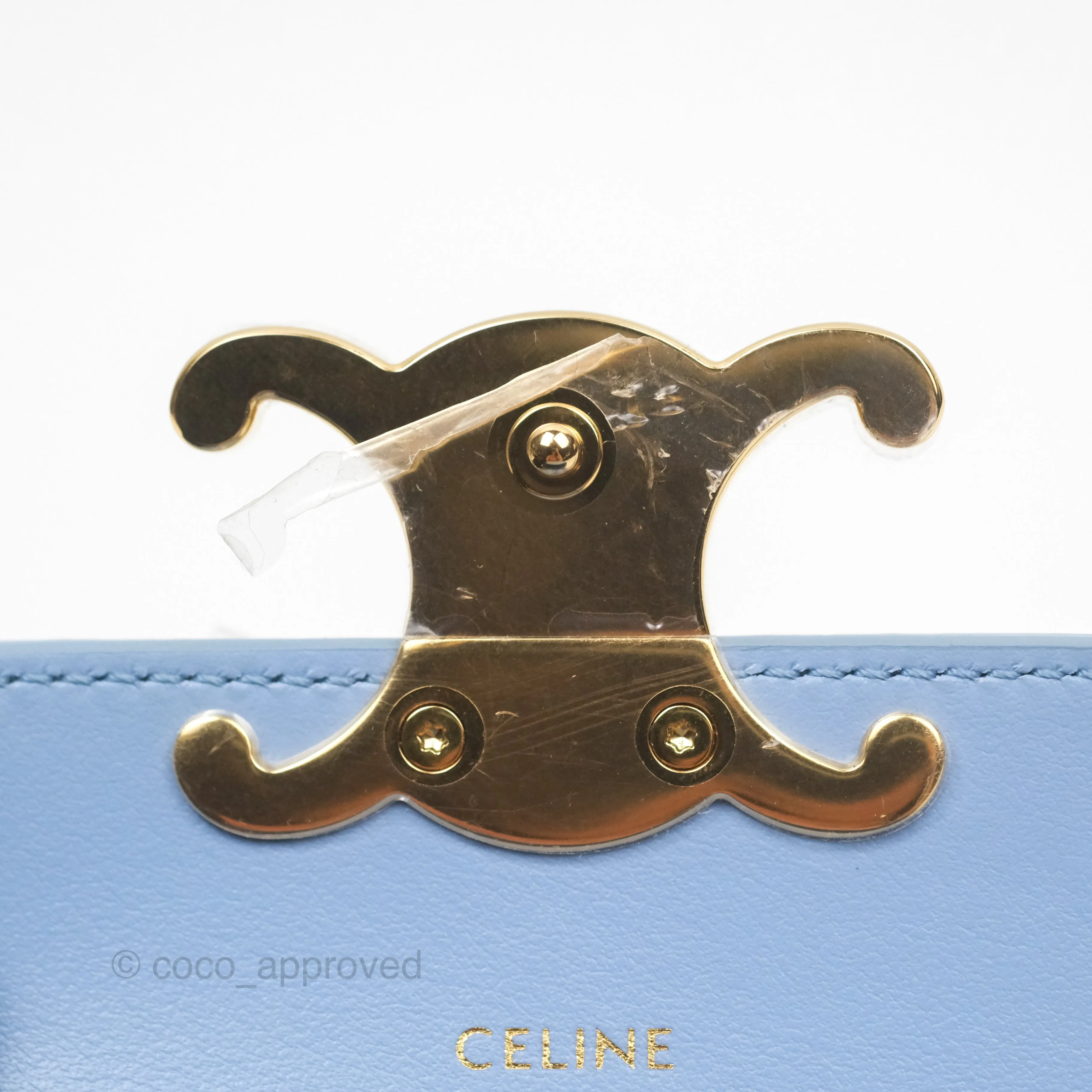 Celine Mini Triomphe Shiny Calfskin Light Blue