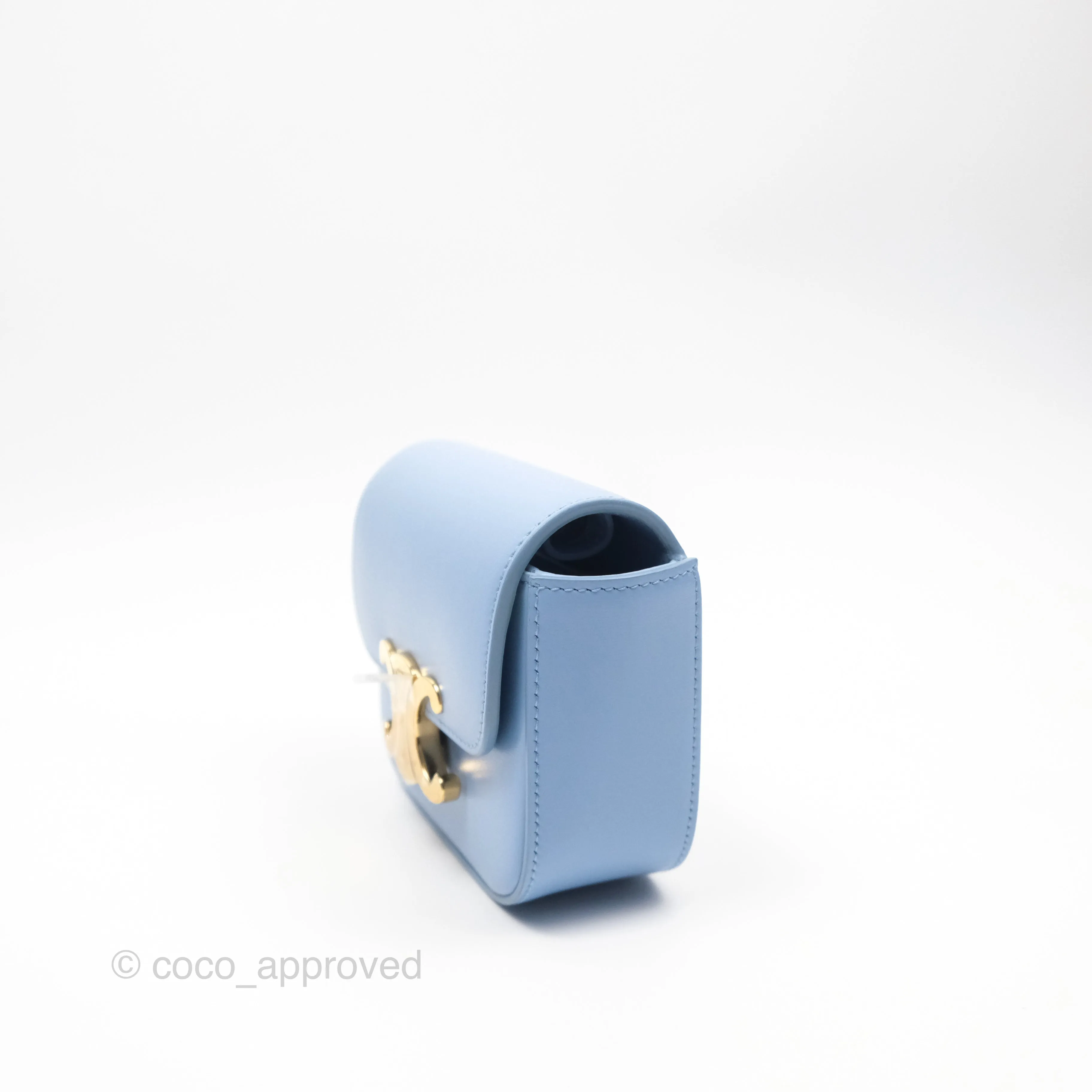 Celine Mini Triomphe Shiny Calfskin Light Blue