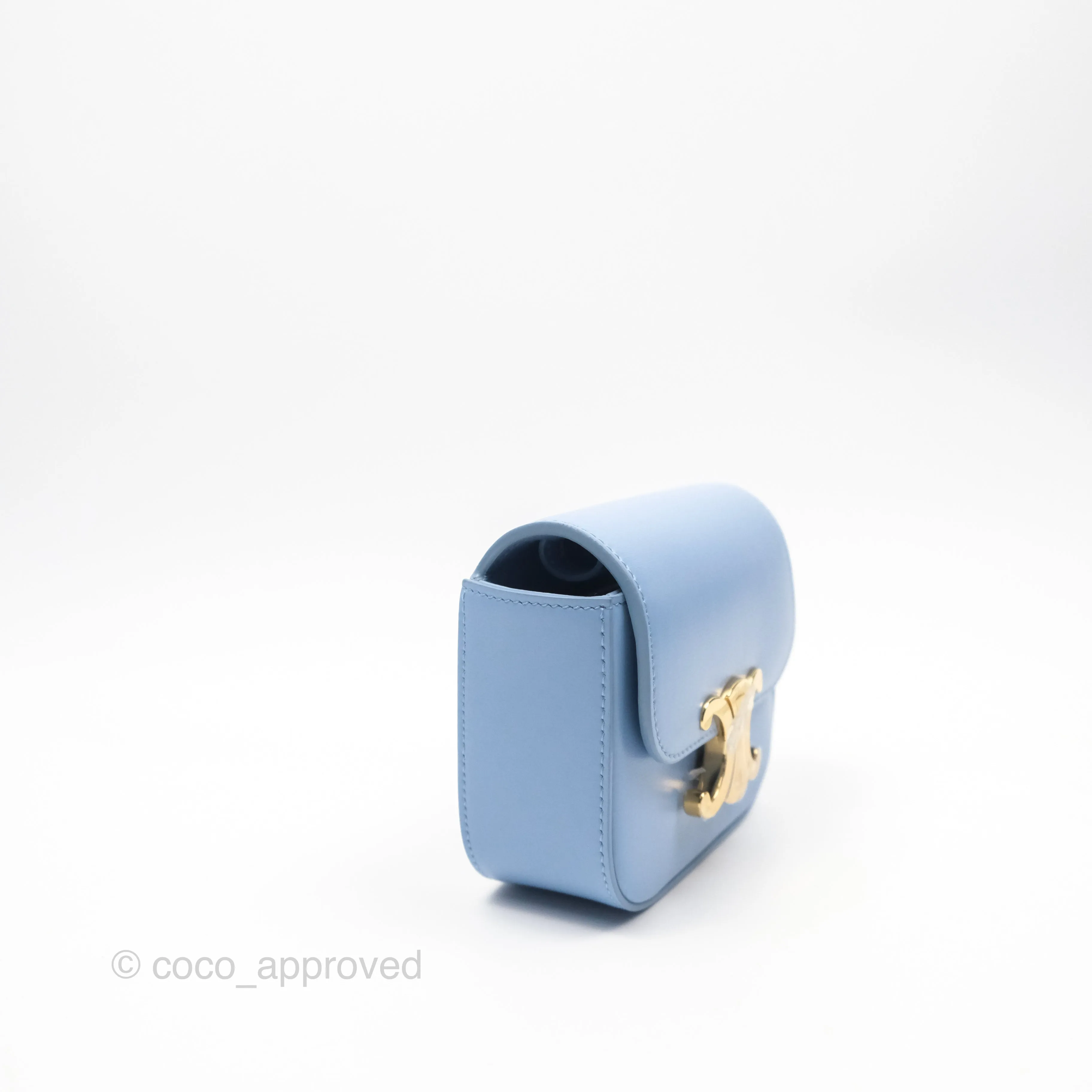 Celine Mini Triomphe Shiny Calfskin Light Blue